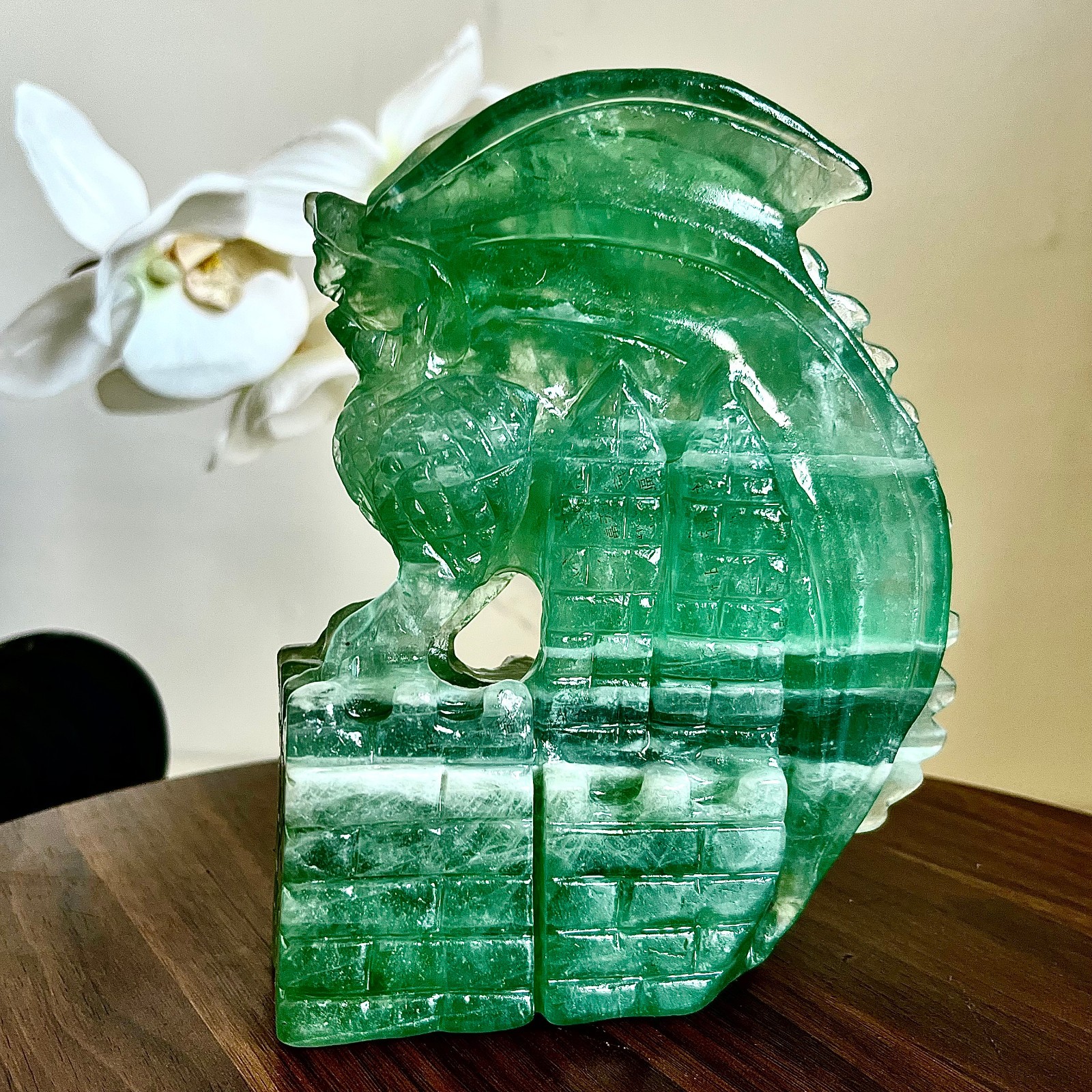 2.9LB Natural Fluorite Crystal Beautiful Green Fluorite Flying Dragon Handmade 2.9LB Natural Fluorite Crystal Beautiful Green Fluorite Flying Dragon Handmade