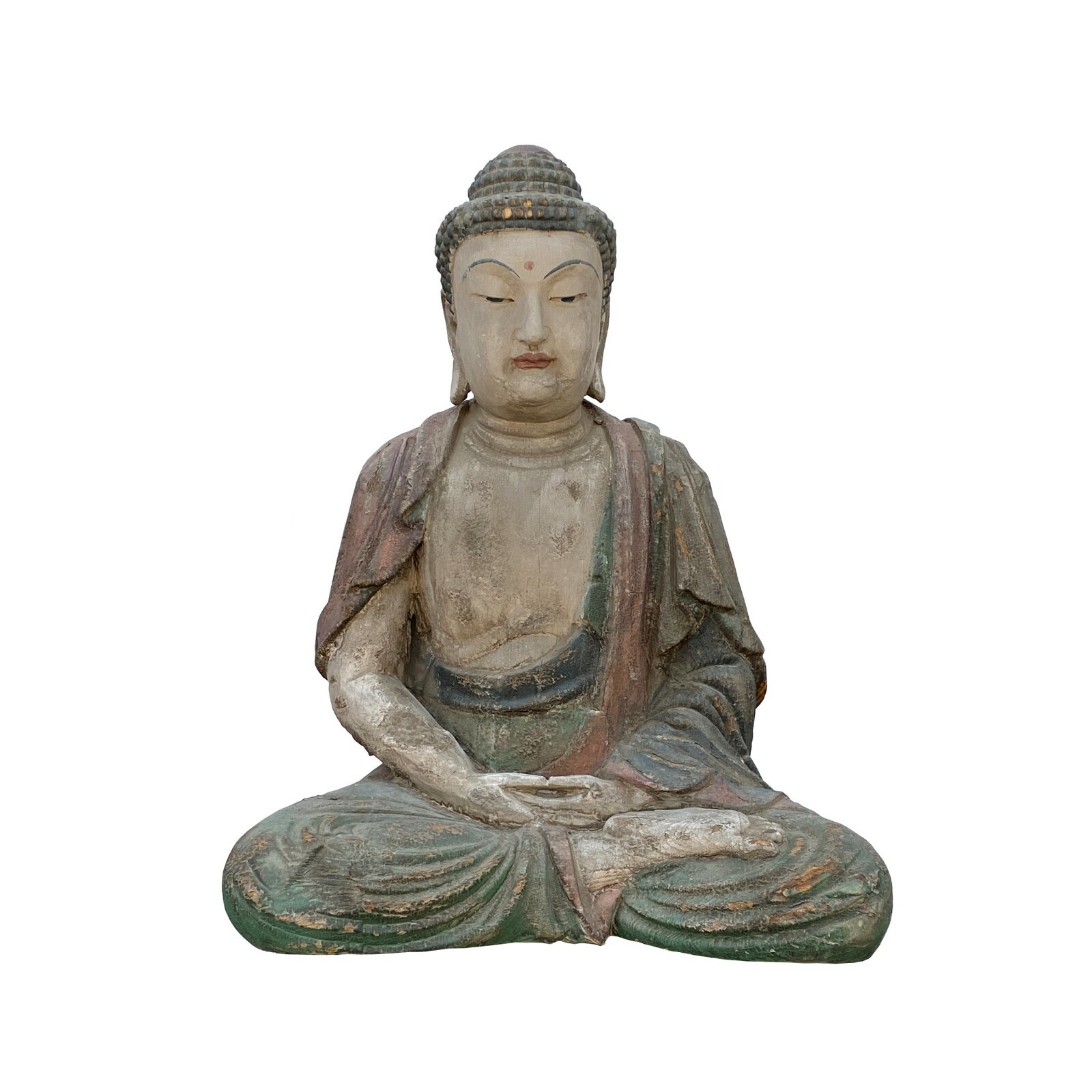 Large Chinese Rustic Wood Sitting Meditation Shakyamuni Buddha Statue ws1573