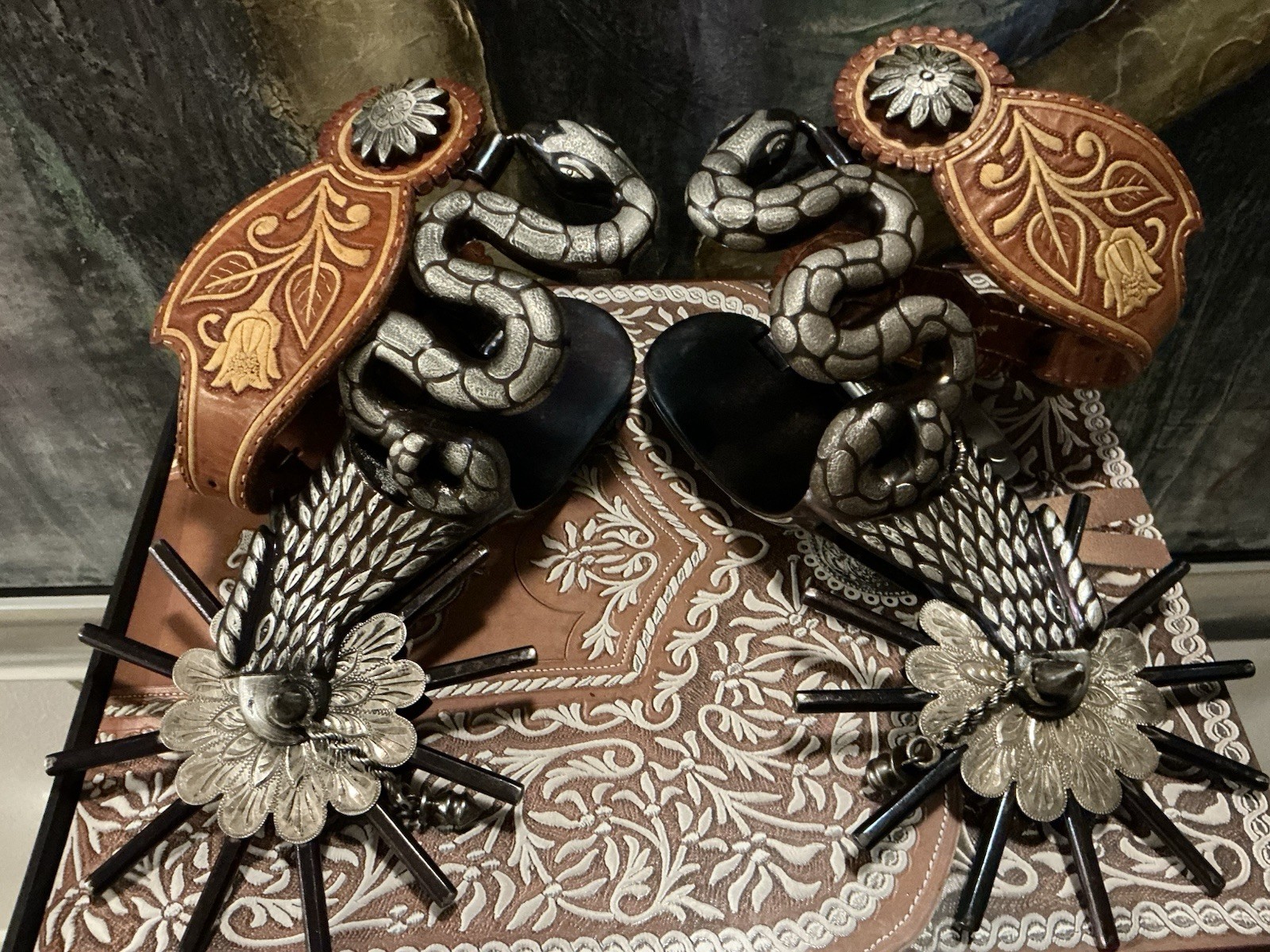 Antique Big Mexican Snake Spurs