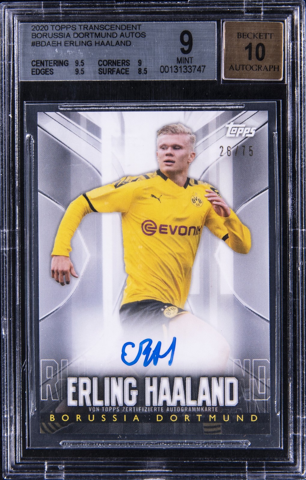 2020 TRANSCENDENT BORUSSIA DORTMUND AUTOS #BDAEH ERLING HAALAND BGS 9 2020 TRANSCENDENT BORUSSIA DORTMUND AUTOS #BDAEH ERLING HAALAND BGS 9