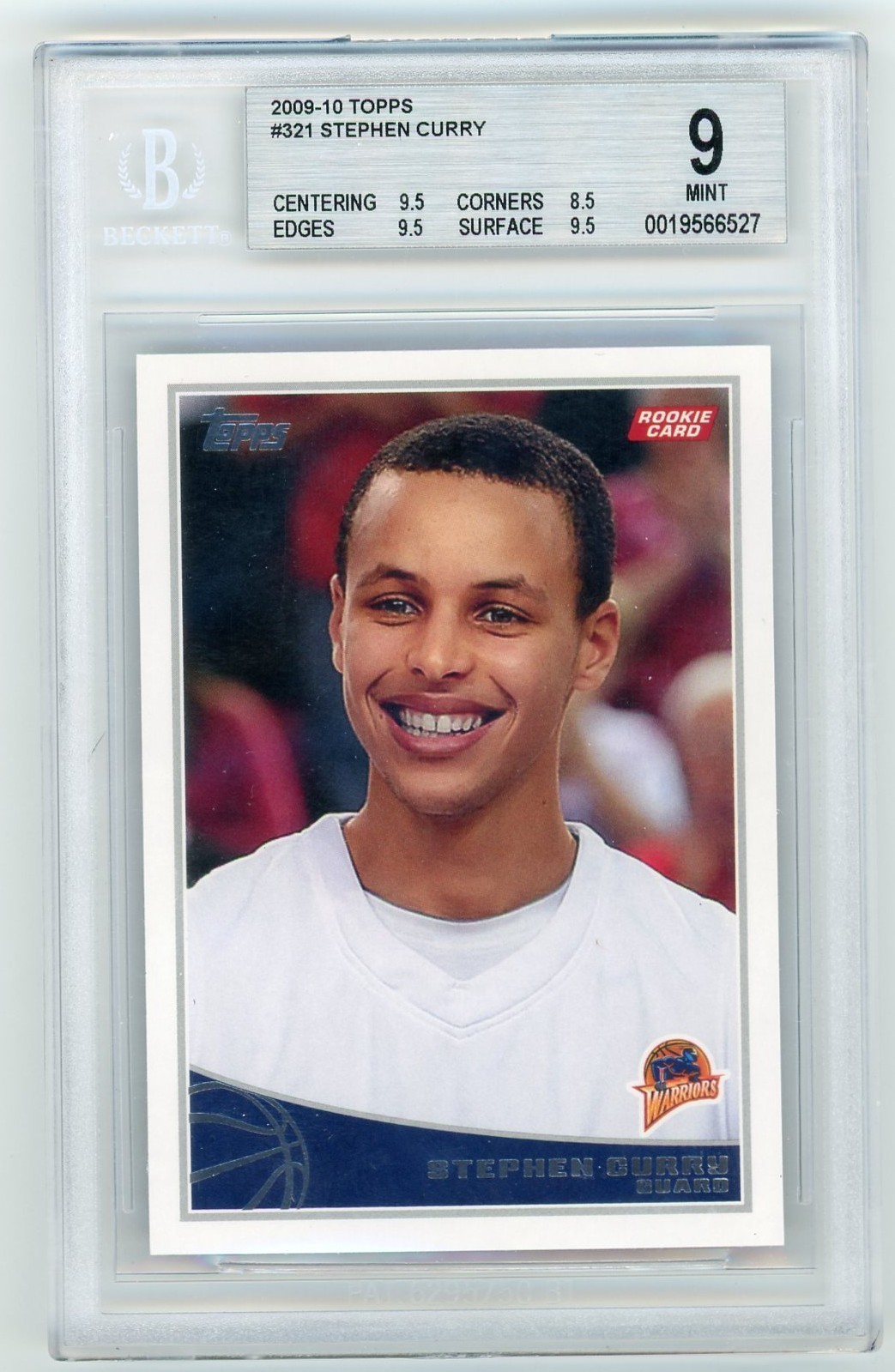 2009-10 Topps Stephen Curry Rookie BGS 9 No. 321 3-9.5 subs .5 away from 9.5