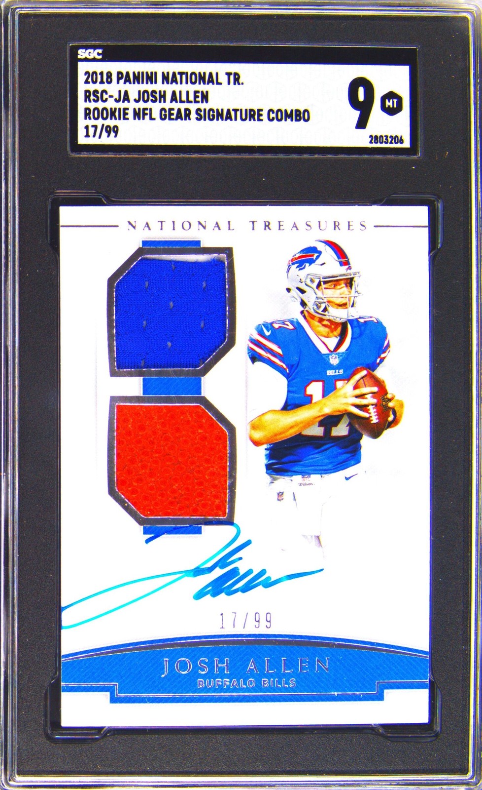 2018 NATIONAL TREASURES ROOKIE NFL GEAR SIGNATURE COMBOS JOSH ALLEN SGC 9 2018 NATIONAL TREASURES ROOKIE NFL GEAR SIGNATURE COMBOS JOSH ALLEN SGC 9