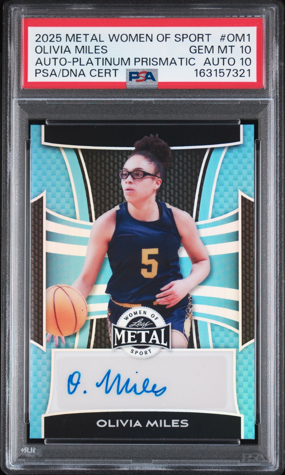 2025 LEAF METAL WOMEN OF SPORT AUTOS #OM1 OLIVIA MILES 3/8 PSA 10 AUTO 10