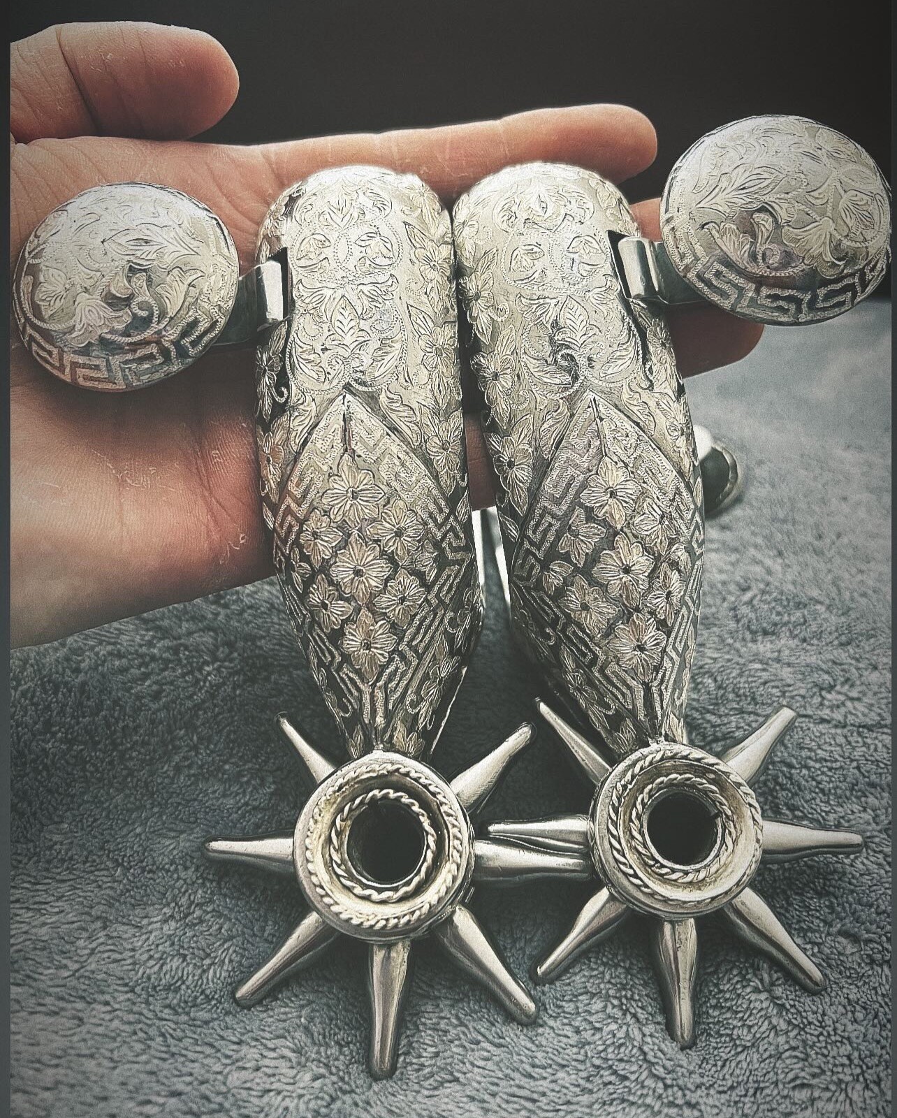 Antique Mexican Silver Spurs Western Charro Cowboy Heavy Made Antique Mexican Silver Spurs Western Charro Cowboy Heavy Made