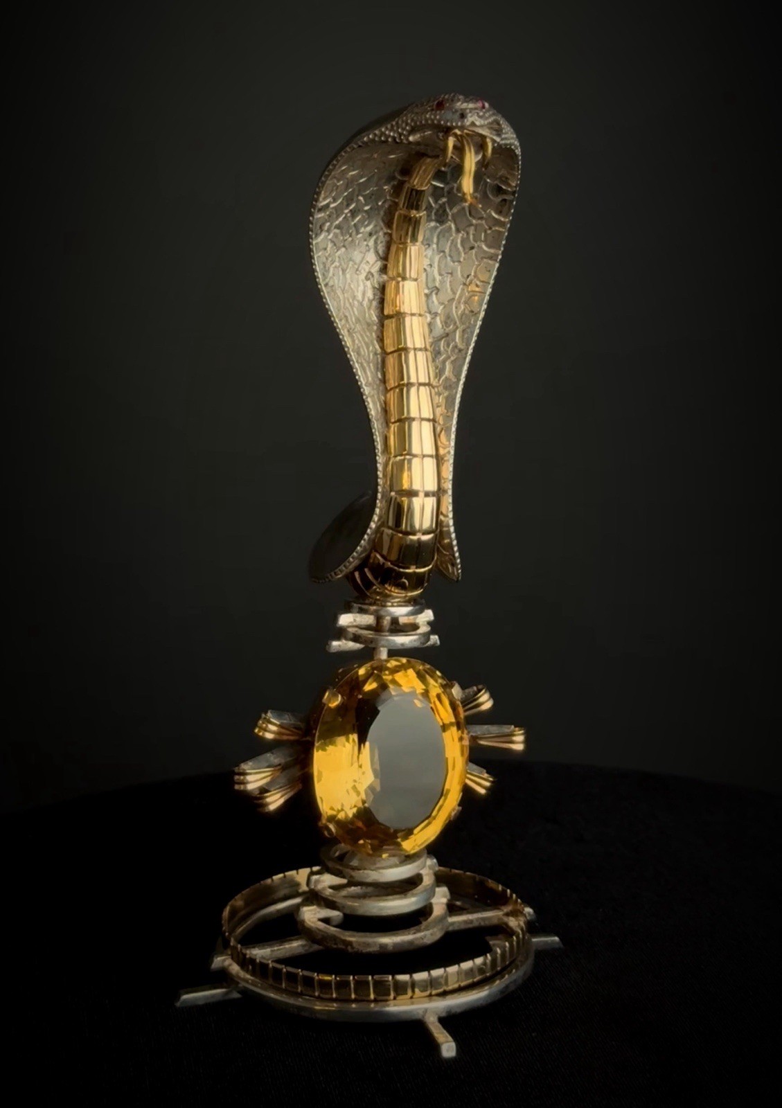 A Cartier Gold, Silver, Ruby & Citrine Serpend Sculpture Design Attr. To Dali A Cartier Gold, Silver, Ruby & Citrine Serpend Sculpture Design Attr. To Dali