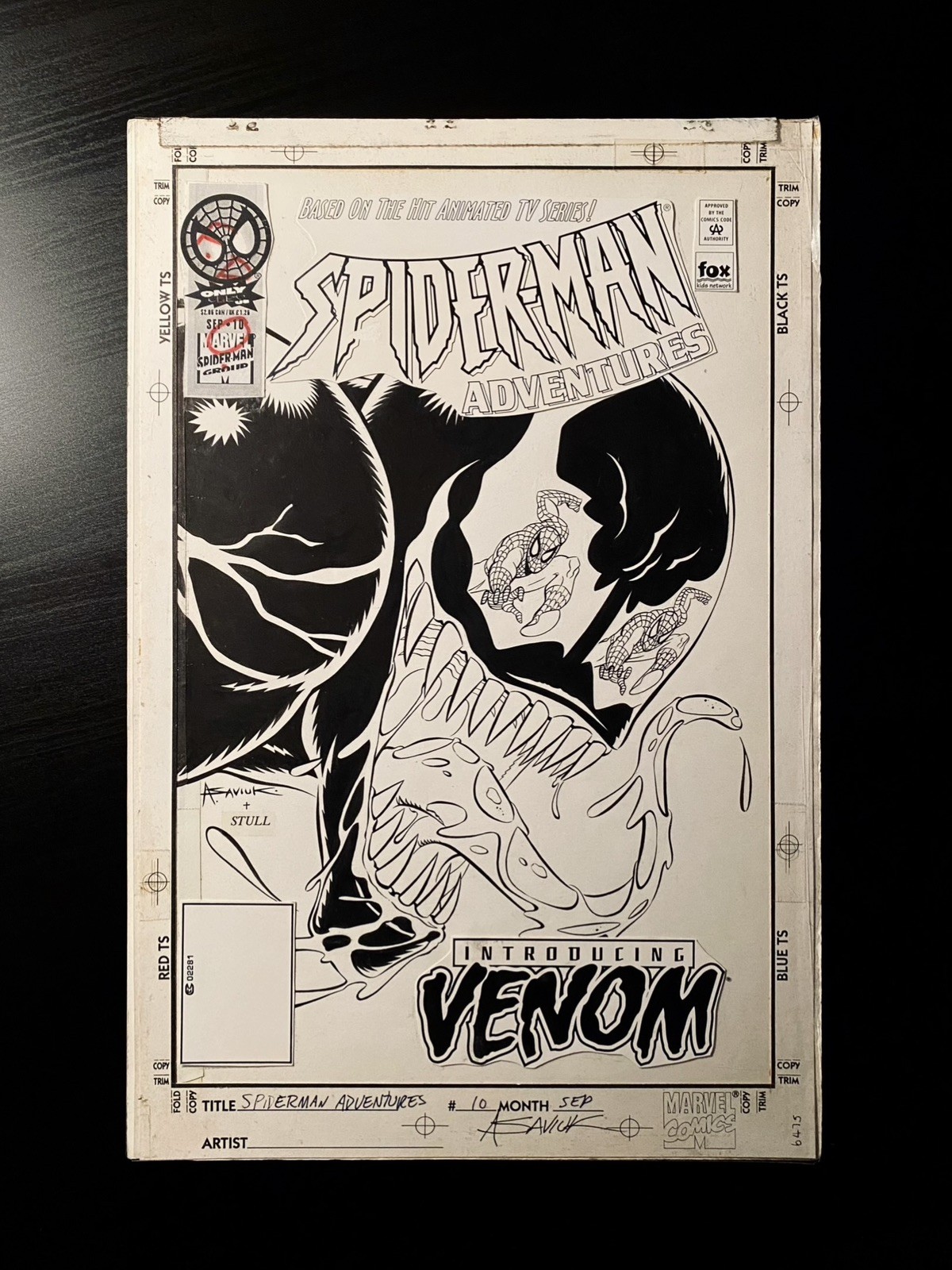 Spider-Man Adventures 10 Venom Original Art Cover by Alex Saviuk signed