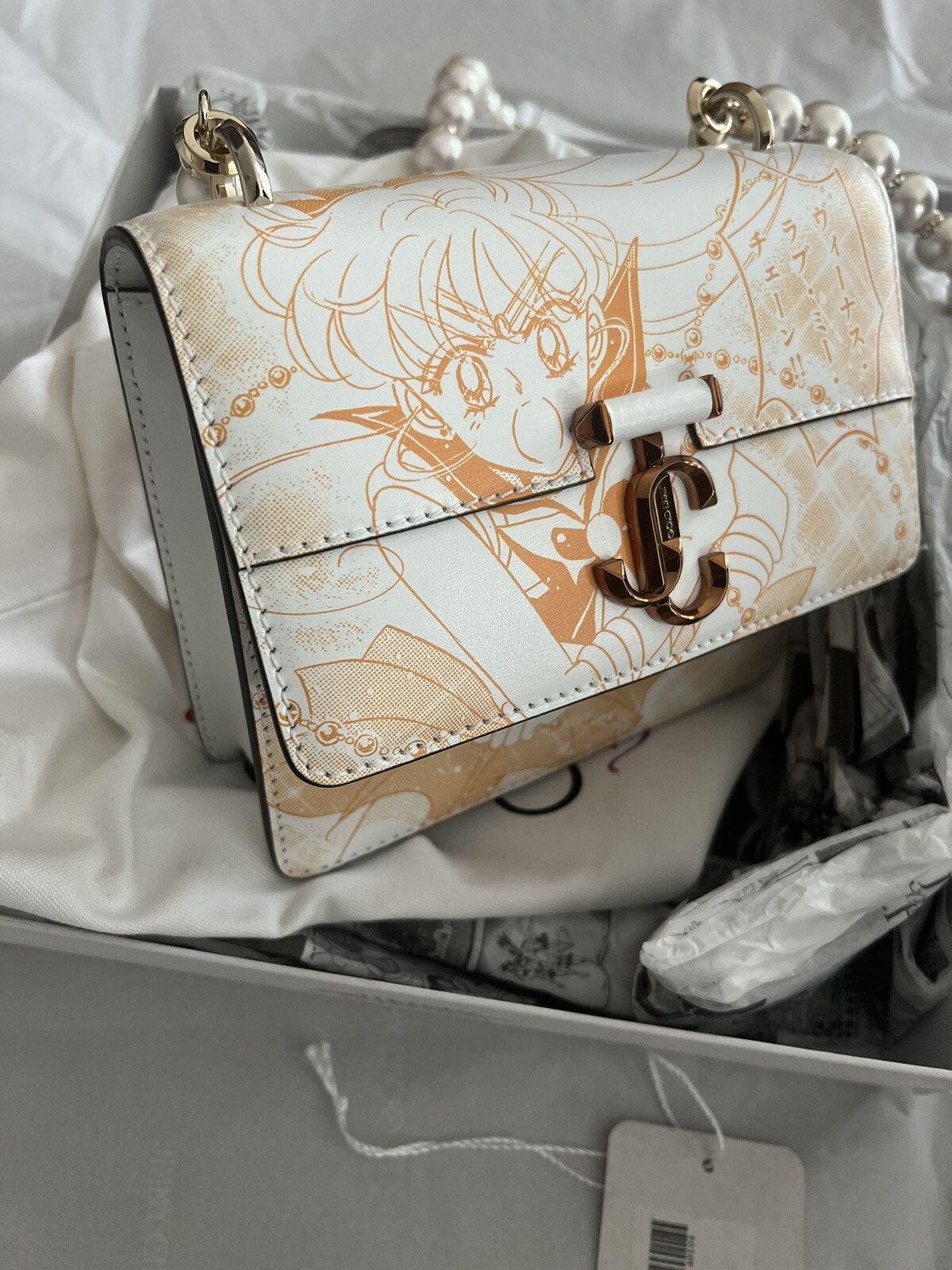 Sailor Moon x JIMMY CHOO Sailor Venus SM Varenne Shoulder Bag XS Orange