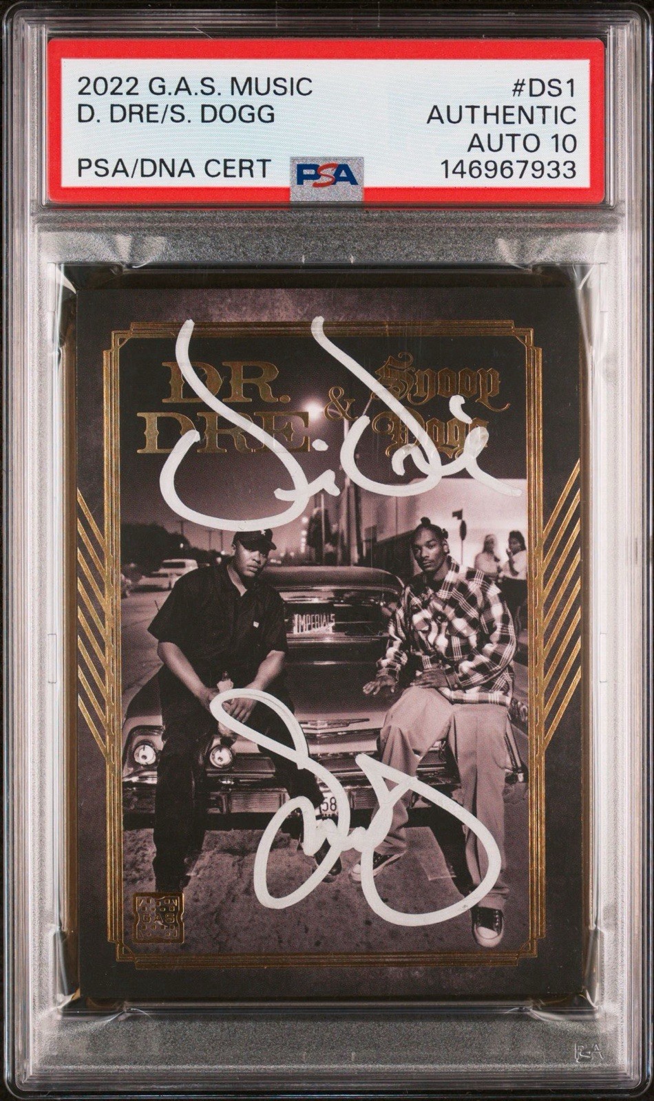 2022 GAS Music #DS1 Dr. Dre & Snoop Dogg Signed Rookie Card PSA/DNA AUTO 10 RC 2022 GAS Music #DS1 Dr. Dre & Snoop Dogg Signed Rookie Card PSA/DNA AUTO 10 RC