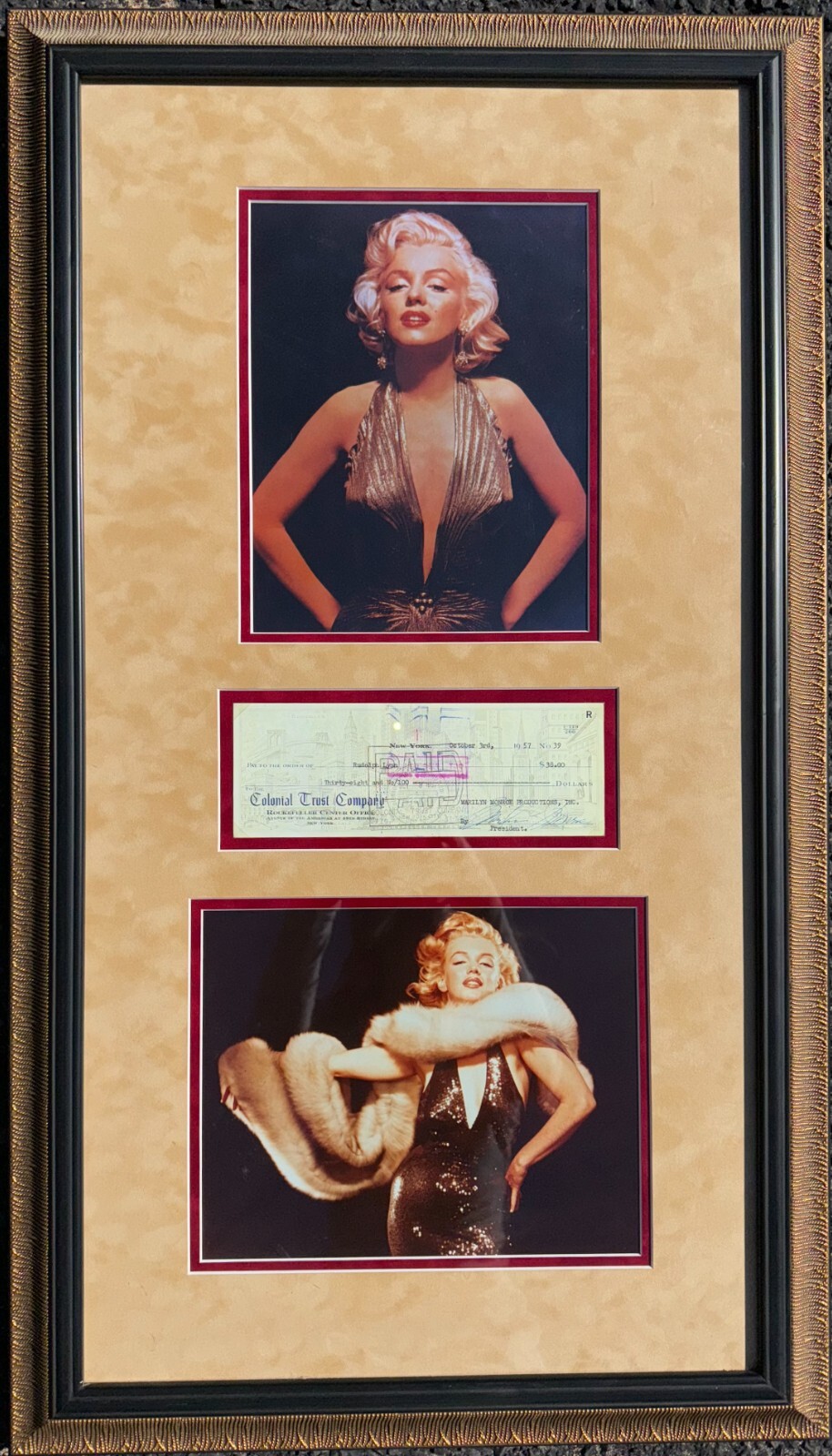 Marilyn Monroe - Signed Bank Check Framed (October 3, 1957) Marilyn Monroe - Signed Bank Check Framed (October 3, 1957)