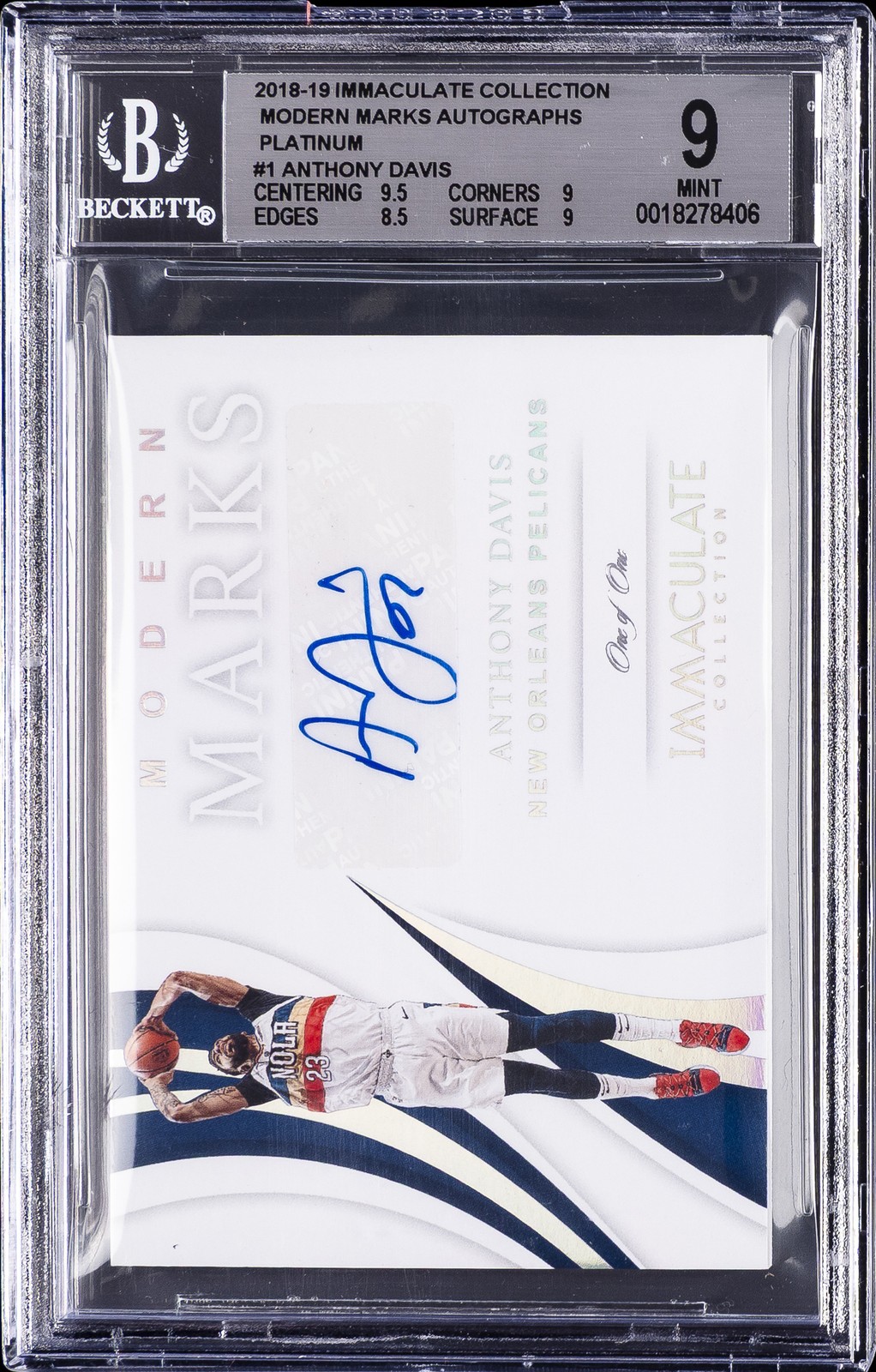 2018-19 PANINI: IMMACULATE COLLECTION #1 ANTHONY DAVIS BGS 9 2018-19 PANINI: IMMACULATE COLLECTION #1 ANTHONY DAVIS BGS 9