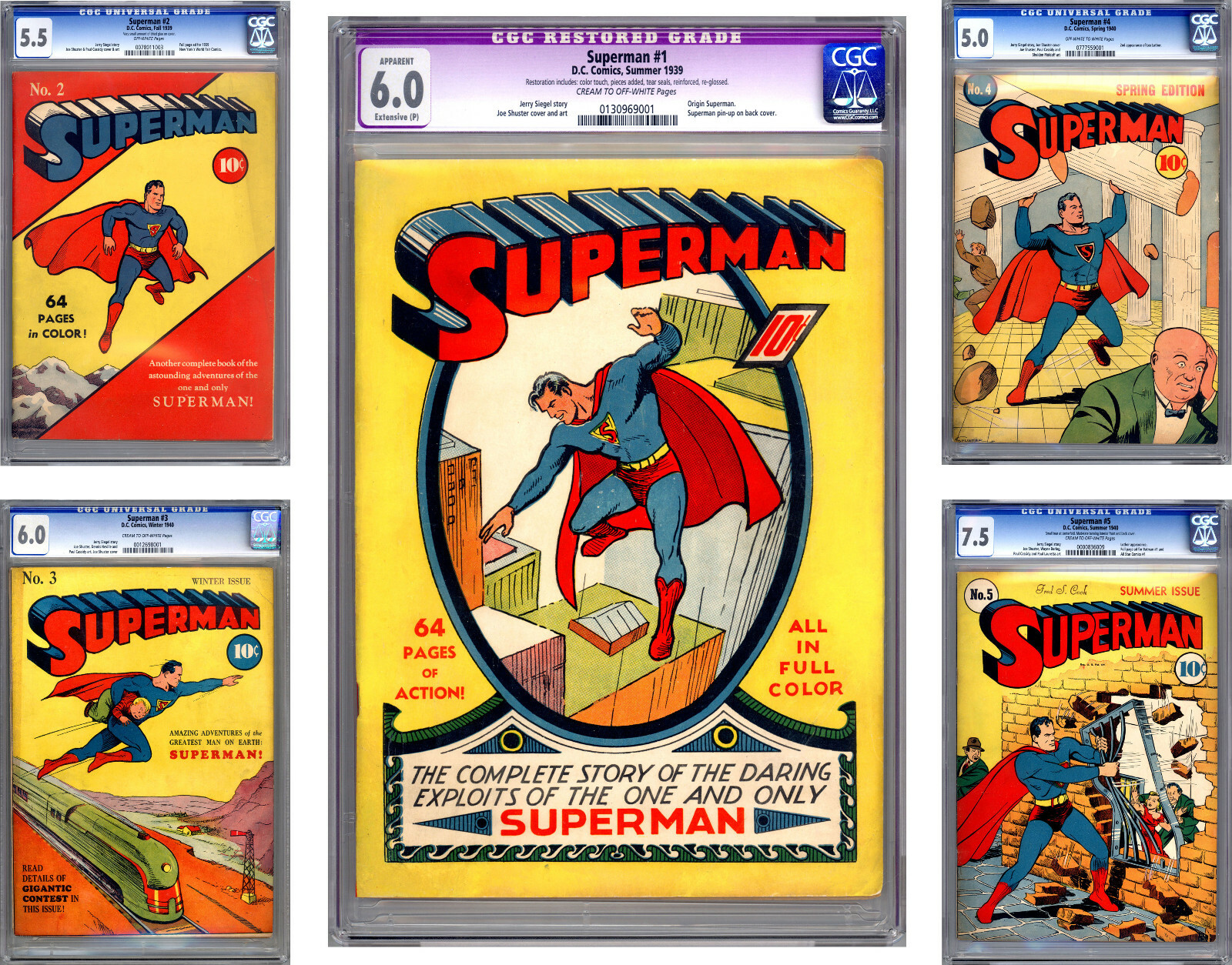 SUPERMAN 12345 CGC 6.0+ WORLDS 1ST SUPERHERO & THE COLLECTION OF A LIFETIME 1939