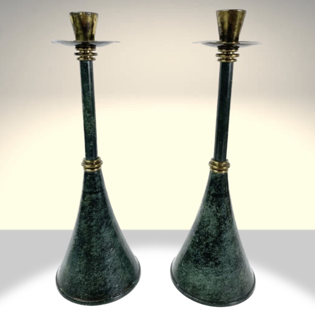 Very Rare Vintage Design - Pal Bell Shabbat Candlesticks. 1 Of A Kind Pal Bell.