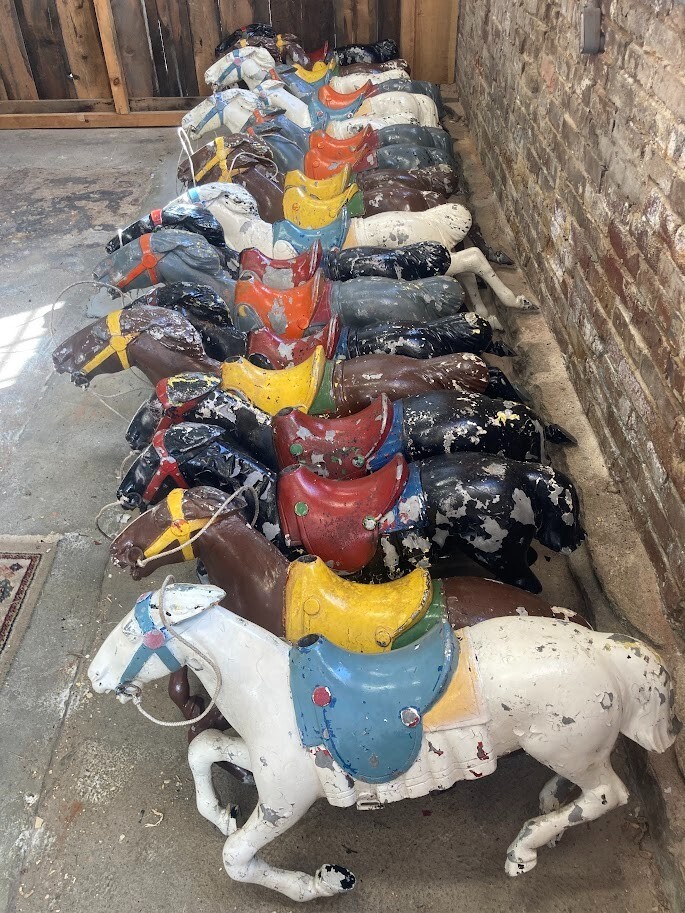 1950's 20-Horse Allan Herschell Little Beauty Carousel for Restoration Aluminum