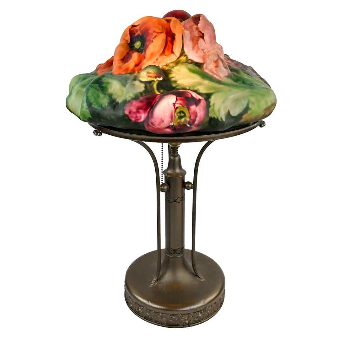 Antique Pairpoint Puffy Tri-Color Poppy Lamp