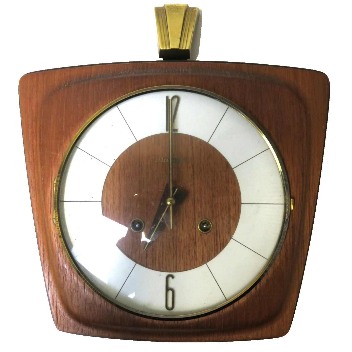 50's 60's Wall Clock Brass DUGENA Mechanical FHS 130-020 Mid-Century Modern Wood 50's 60's Wall Clock Brass DUGENA Mechanical FHS 130-020 Mid-Century Modern Wood