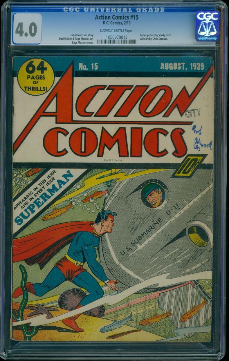 Action Comics 15 CGC 4.0 Golden Age Key DC Comic 5th Superman Cover Ever L@@K