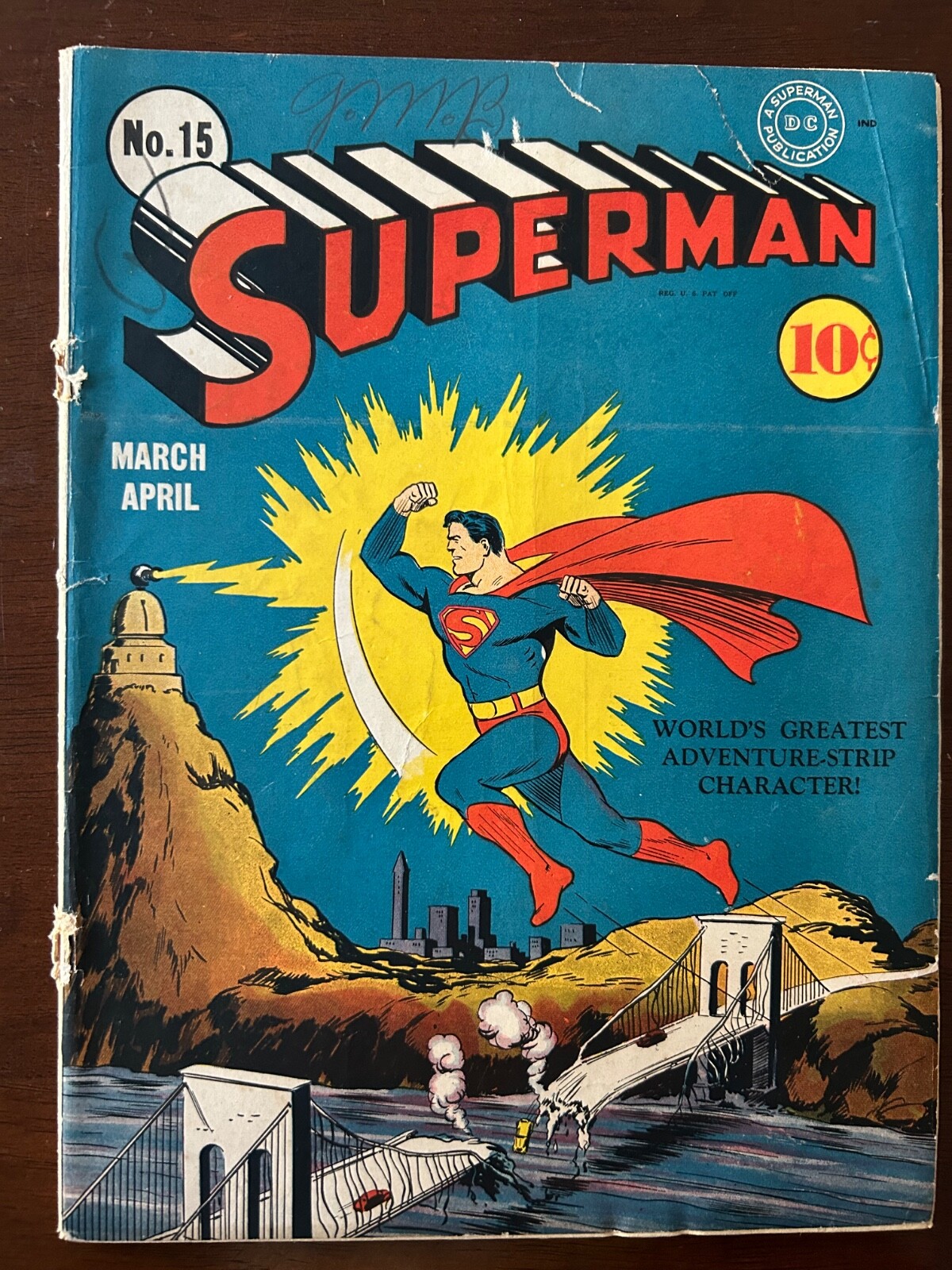 Superman #15 (VG 3) Golden Age Classic ( 1942)  - 1 Owner since 1979