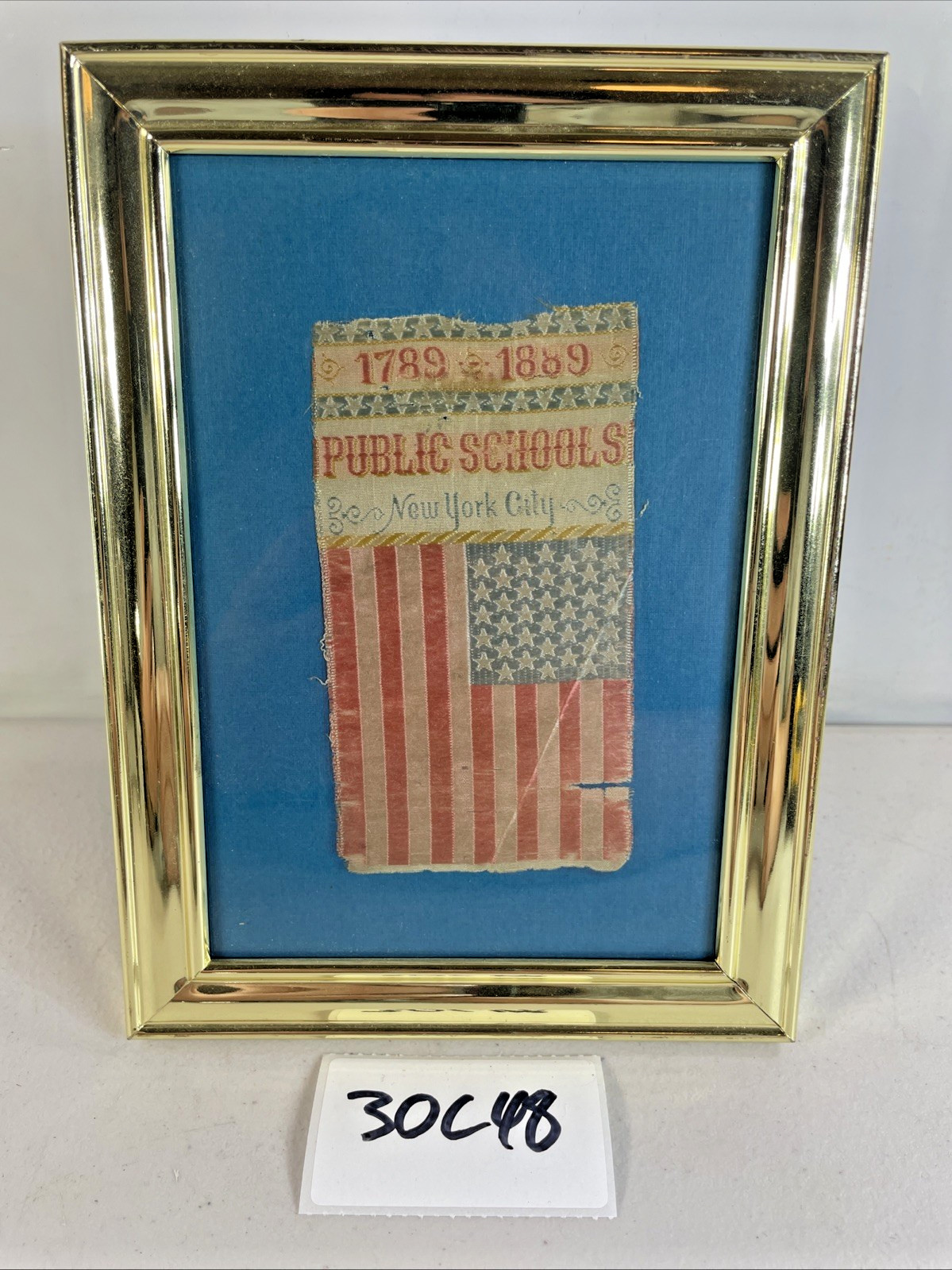 RARE Civil War 1789 - 1869 PUBLIC SCHOOLS New York City Framed Mini Flag 30C48 RARE Civil War 1789 - 1869 PUBLIC SCHOOLS New York City Framed Mini Flag 30C48