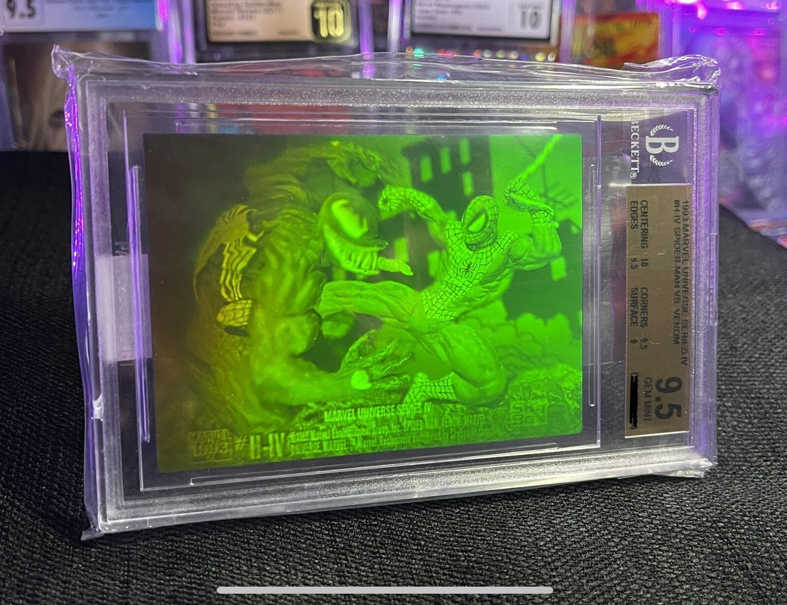 9.5 MINT BCG 1993 Card- Marvel Universe SPIDER-MAN VS VENOM HOLO - Very Rare 9.5 MINT BCG 1993 Card- Marvel Universe SPIDER-MAN VS VENOM HOLO - Very Rare