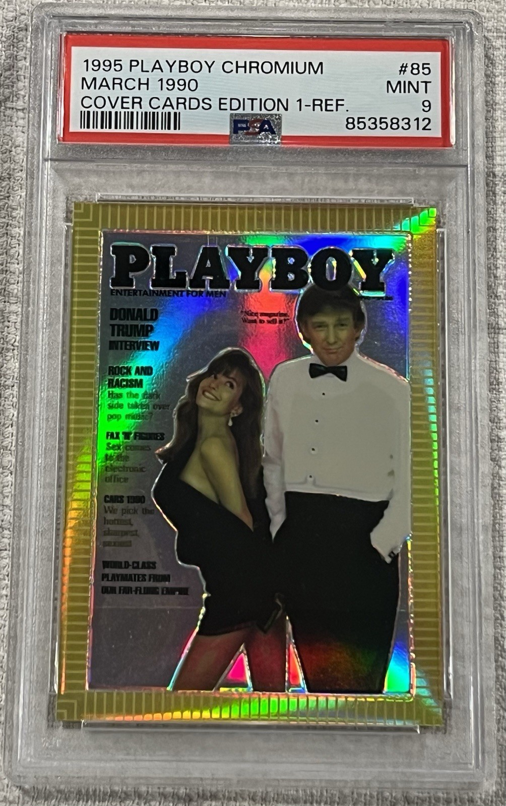 1995 Playboy Chromium Donald Trump RC # 85 March 1990 Refractor PSA 9 MINT RC 1995 Playboy Chromium Donald Trump RC # 85 March 1990 Refractor PSA 9 MINT RC