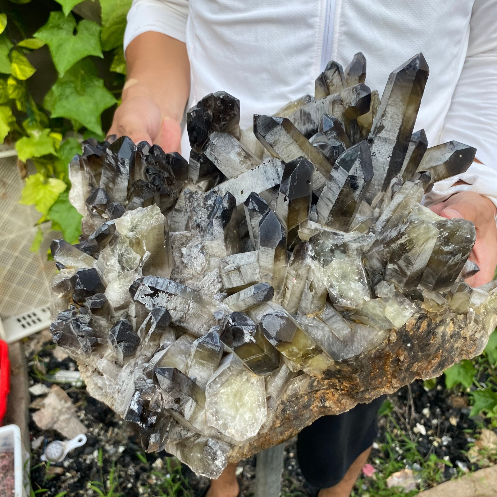 30.2lb Large Natural Black Smoky Quartz Crystal Cluster Raw Mineral Specimen 30.2lb Large Natural Black Smoky Quartz Crystal Cluster Raw Mineral Specimen