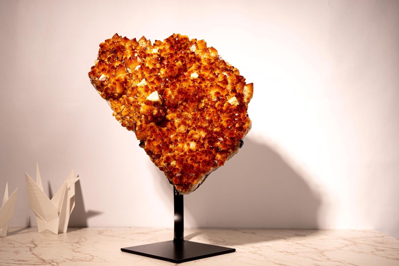 Large Madeira Citrine Cluster, AAA-Grade with Flower Rosette and Calcite, 29 Lb.