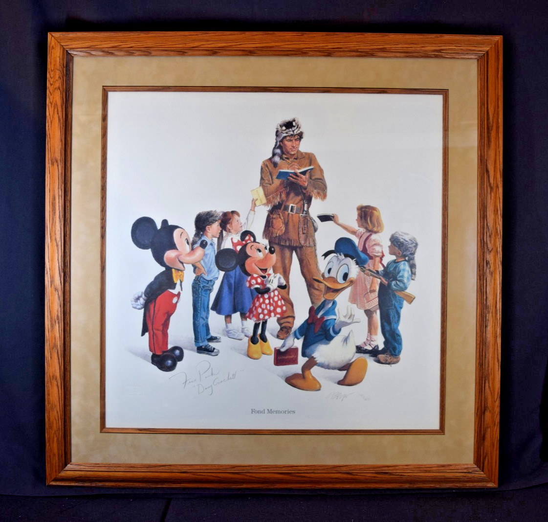 Disneyland Charles Boyer Litho SIGNED Fess Parker Davy Crockett Disney Print