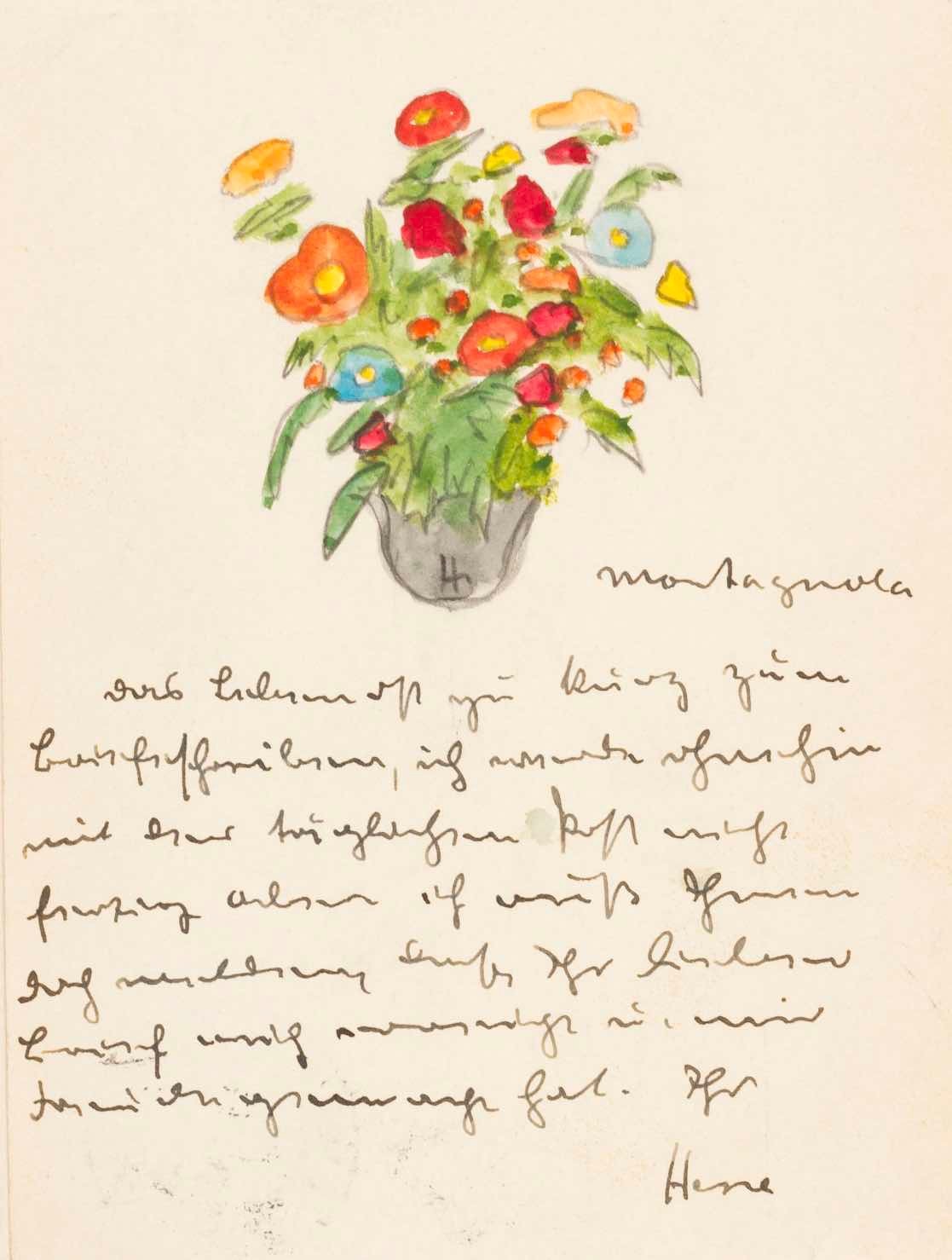 Hermann HESSE - Signed autograph letter illustrated with original drawing. 1927.