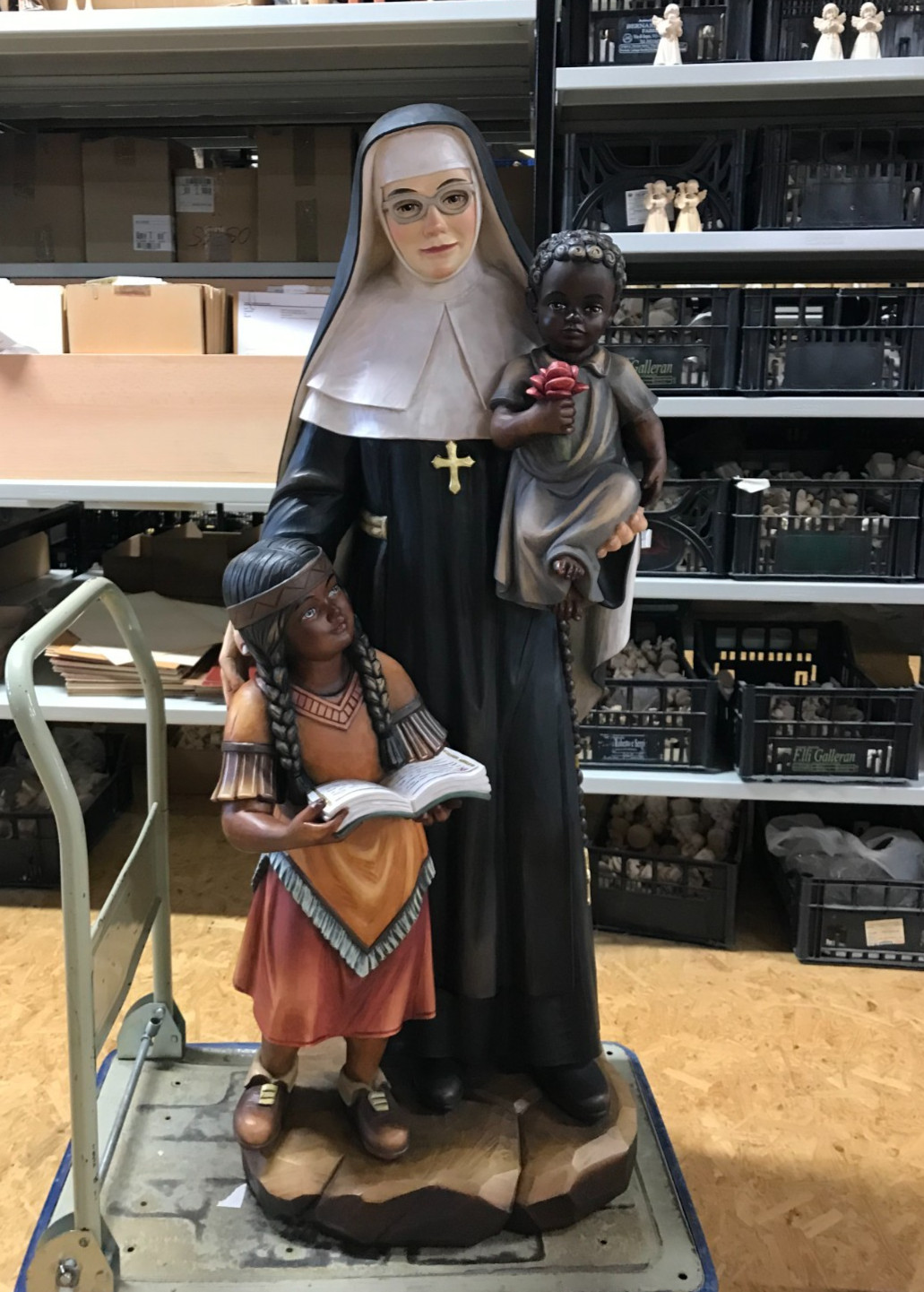 St. Katherine Drexel Hand Carved + Painted Italian Wood Statue 35