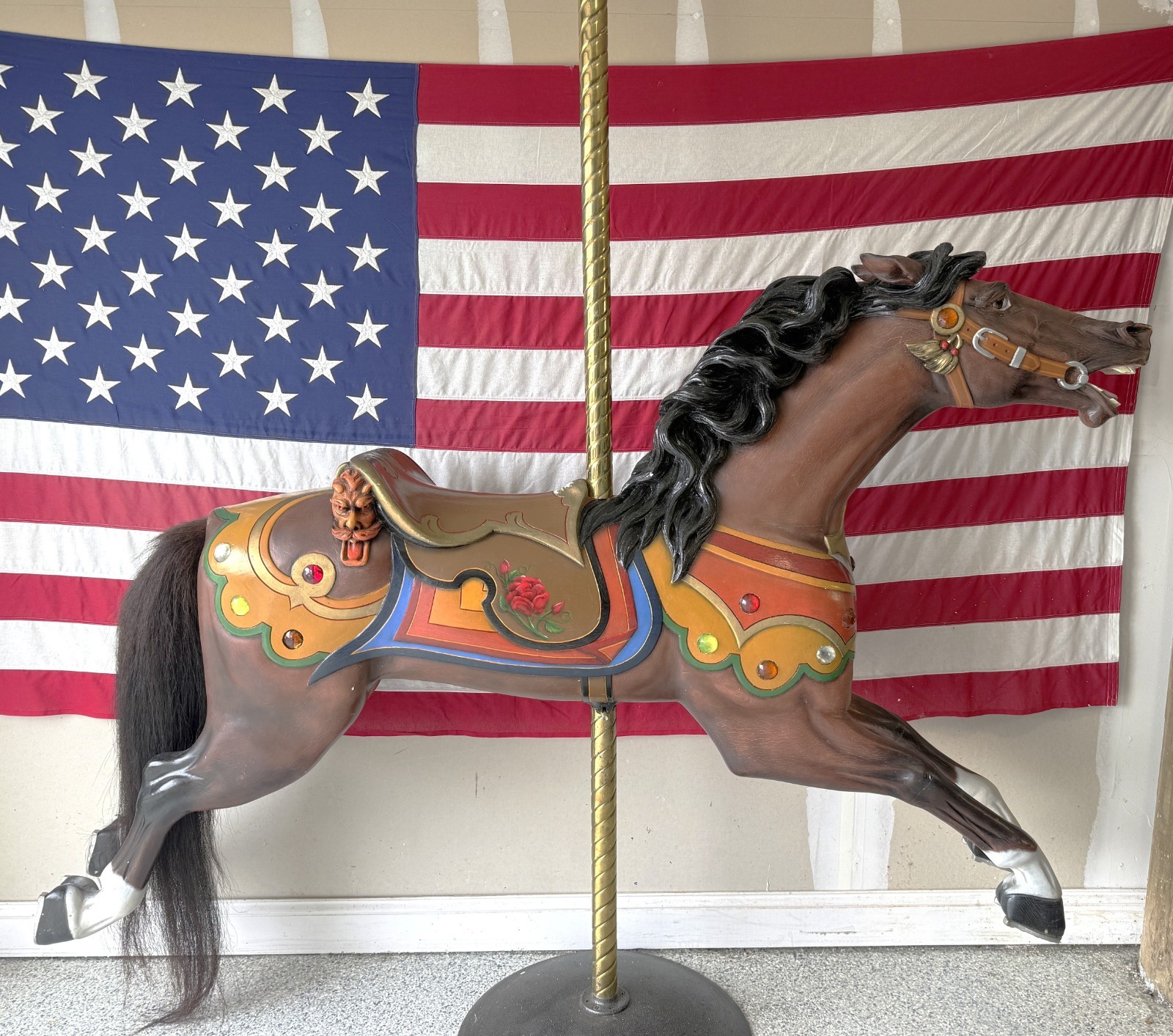 Ringling Bros Circus Carousel Horse Charles Looff 1890s 11-Jewel Outside Jumper Ringling Bros Circus Carousel Horse Charles Looff 1890s 11-Jewel Outside Jumper