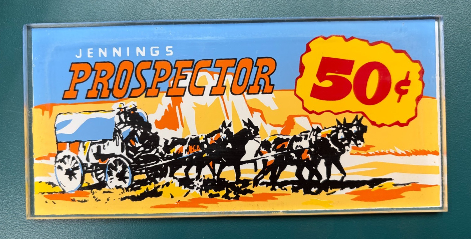 Antique Slot Machine Parts - Jennings 50 Cent PROSPECTOR Marquee Denominator