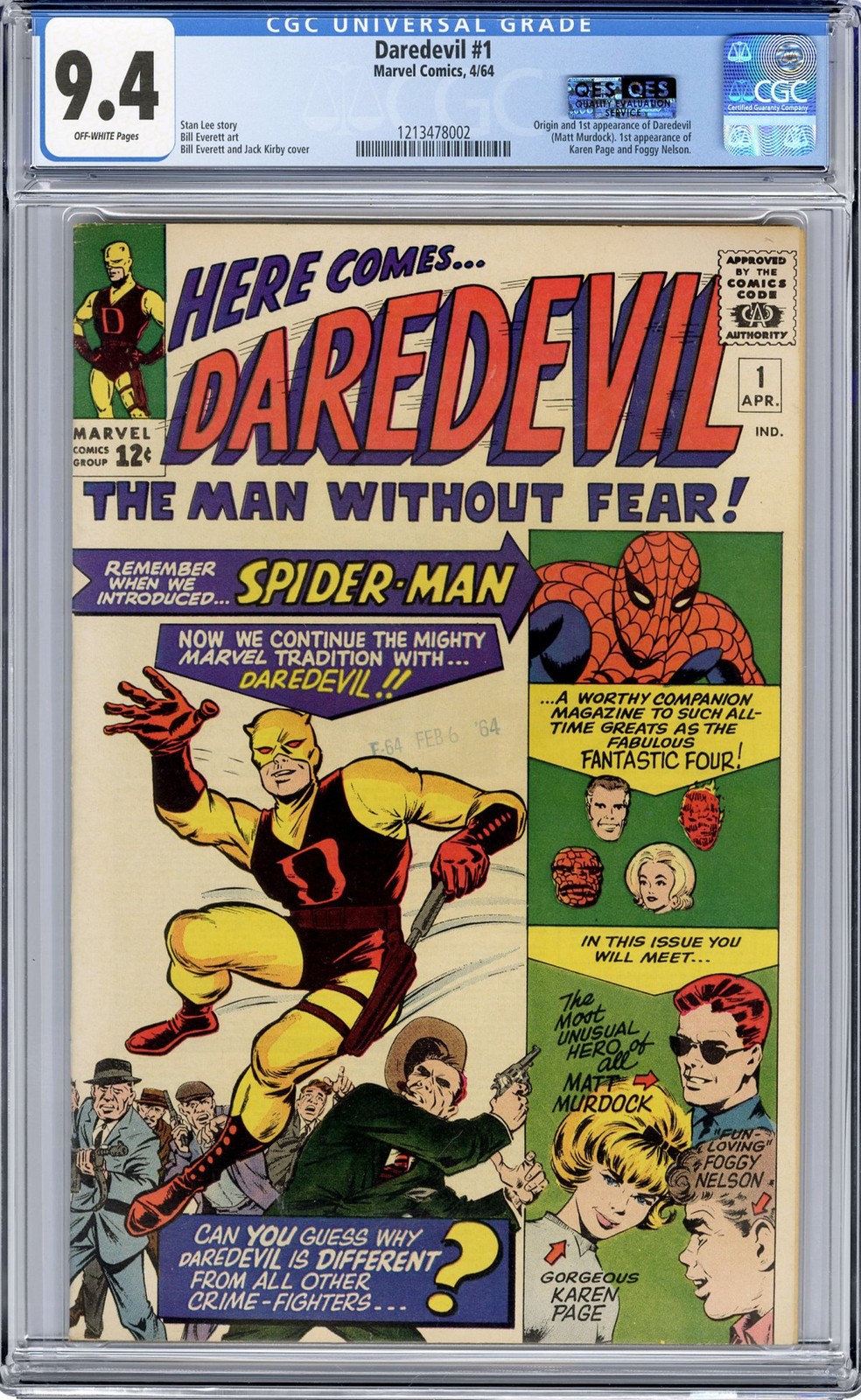 Marvel - DAREDEVIL (1964-98) #1 - Grade 9.4 - Comic Book Marvel - DAREDEVIL (1964-98) #1 - Grade 9.4 - Comic Book