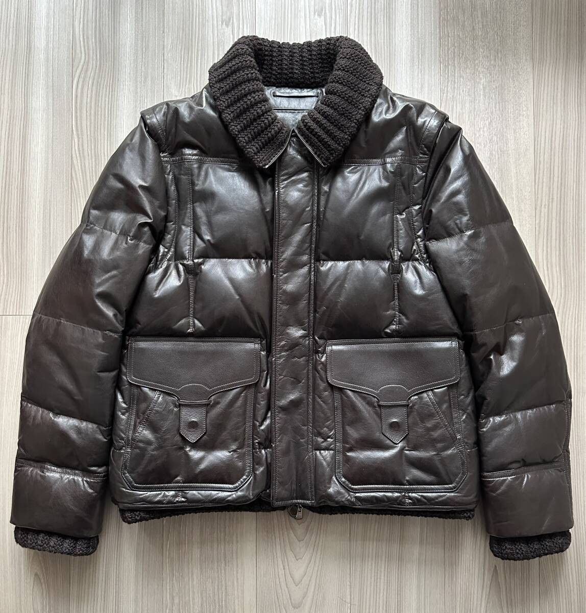Super Rare Berluti Patine Kangaroo Leather Down Jacket Vest