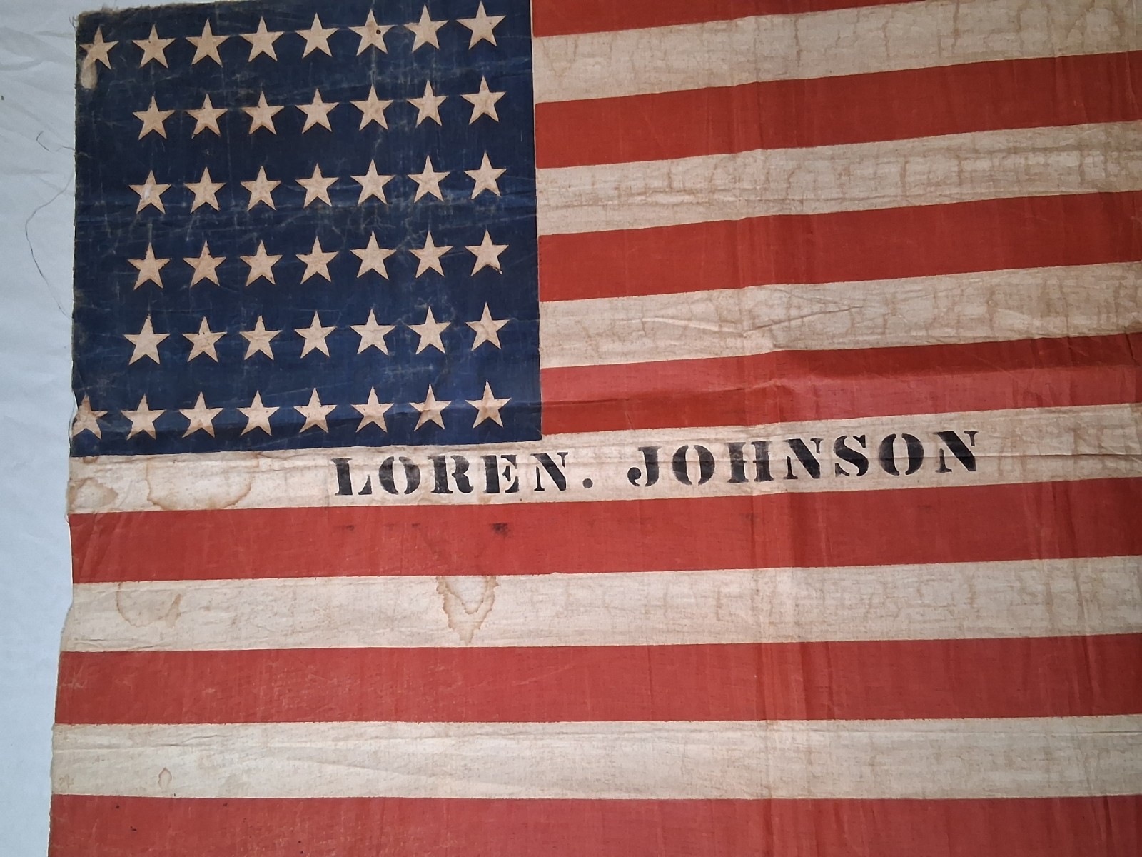 Antique Authentic 44 Star American Flag 1891-1896 