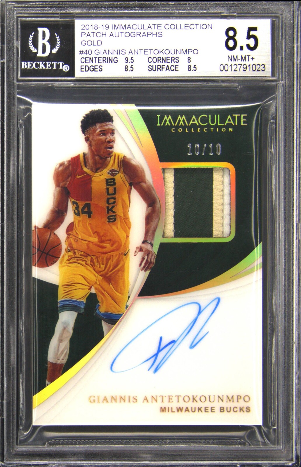 2018-19 IMMACULATE COLL PATCH AUTO GOLD GIANNIS ANTETOKOUNMPO BGS 8.5 2018-19 IMMACULATE COLL PATCH AUTO GOLD GIANNIS ANTETOKOUNMPO BGS 8.5
