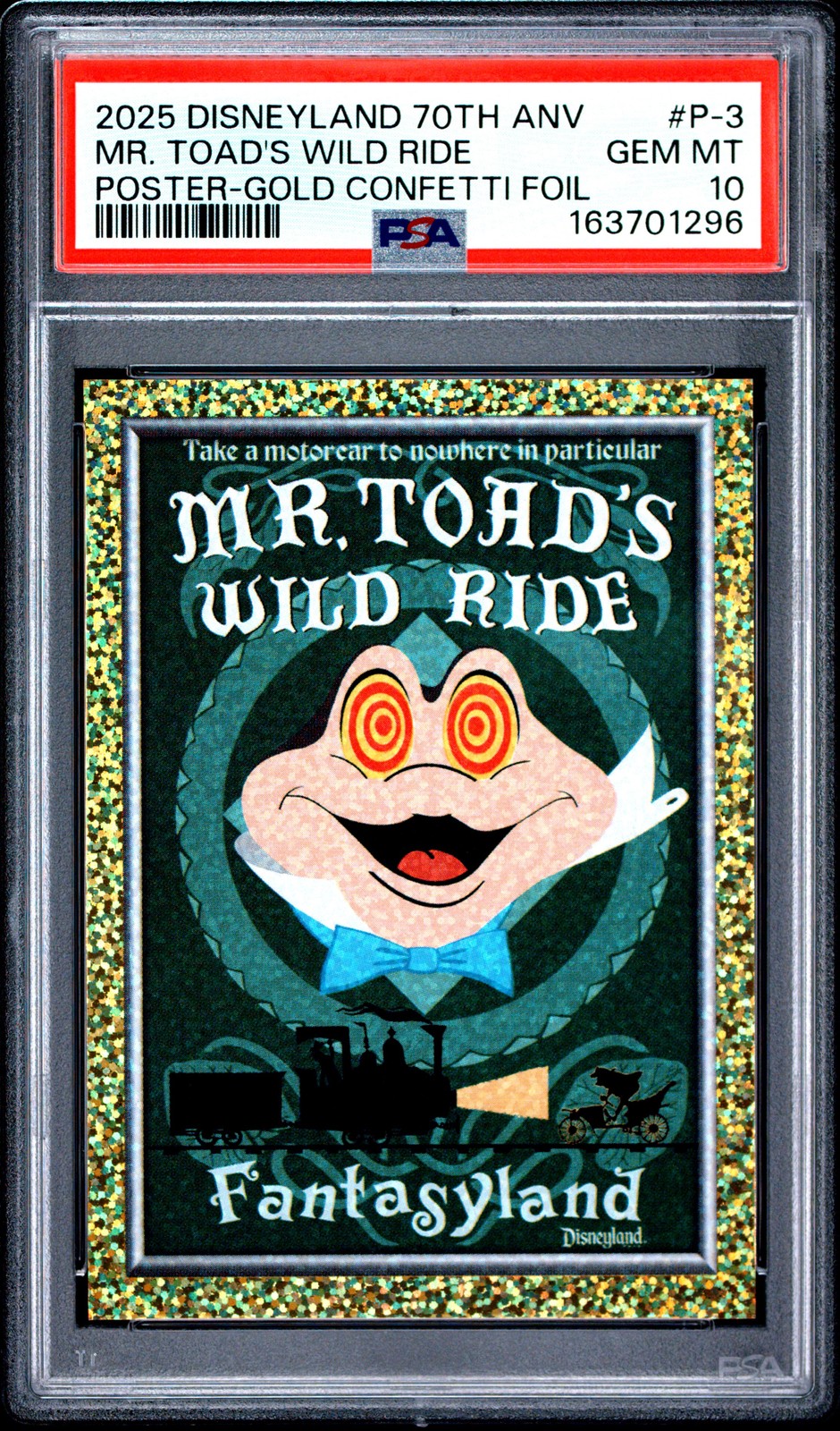 2025 TOPPS DISNEYLAND 70TH ANNIVERSARY POSTERS MR. TOAD'S WILD RIDE 48/55 PSA 10 2025 TOPPS DISNEYLAND 70TH ANNIVERSARY POSTERS MR. TOAD'S WILD RIDE 48/55 PSA 10