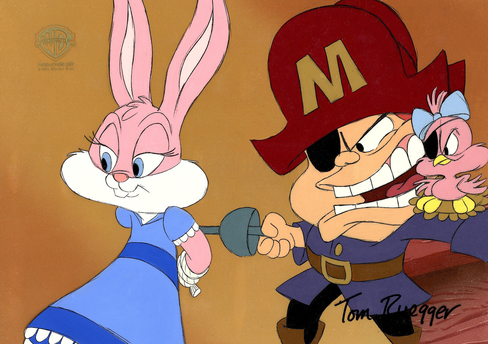 Tiny Toons Adventures-Original Cel-Babs/Montana Max/Sweetie-Rainy Daze-Signed Tiny Toons Adventures-Original Cel-Babs/Montana Max/Sweetie-Rainy Daze-Signed