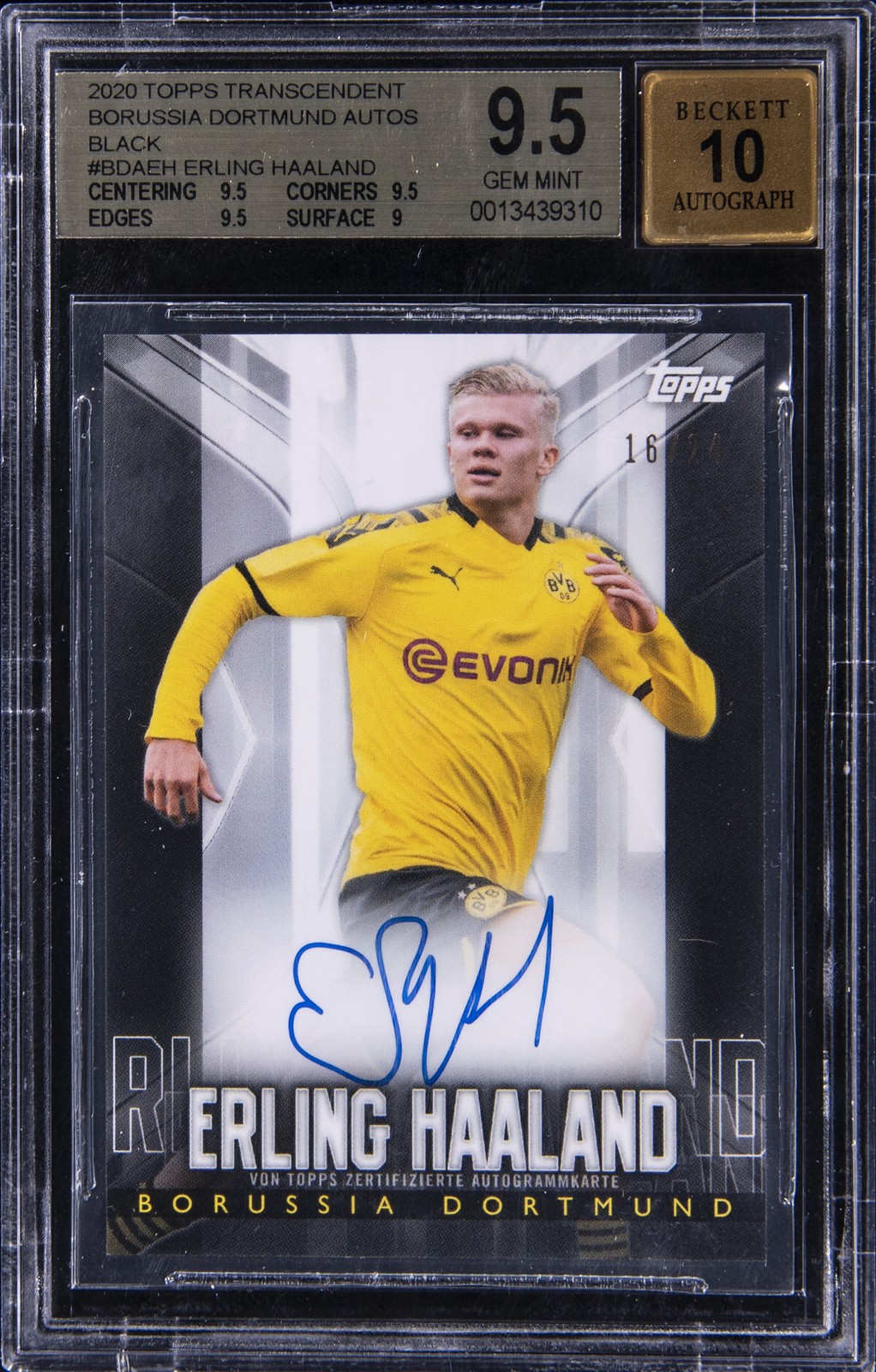 2020 TRANSCENDENT BORUSSIA DORTMUND AUTOS BLACK #BDAEH ERLING HAALAND BGS 9.5 2020 TRANSCENDENT BORUSSIA DORTMUND AUTOS BLACK #BDAEH ERLING HAALAND BGS 9.5