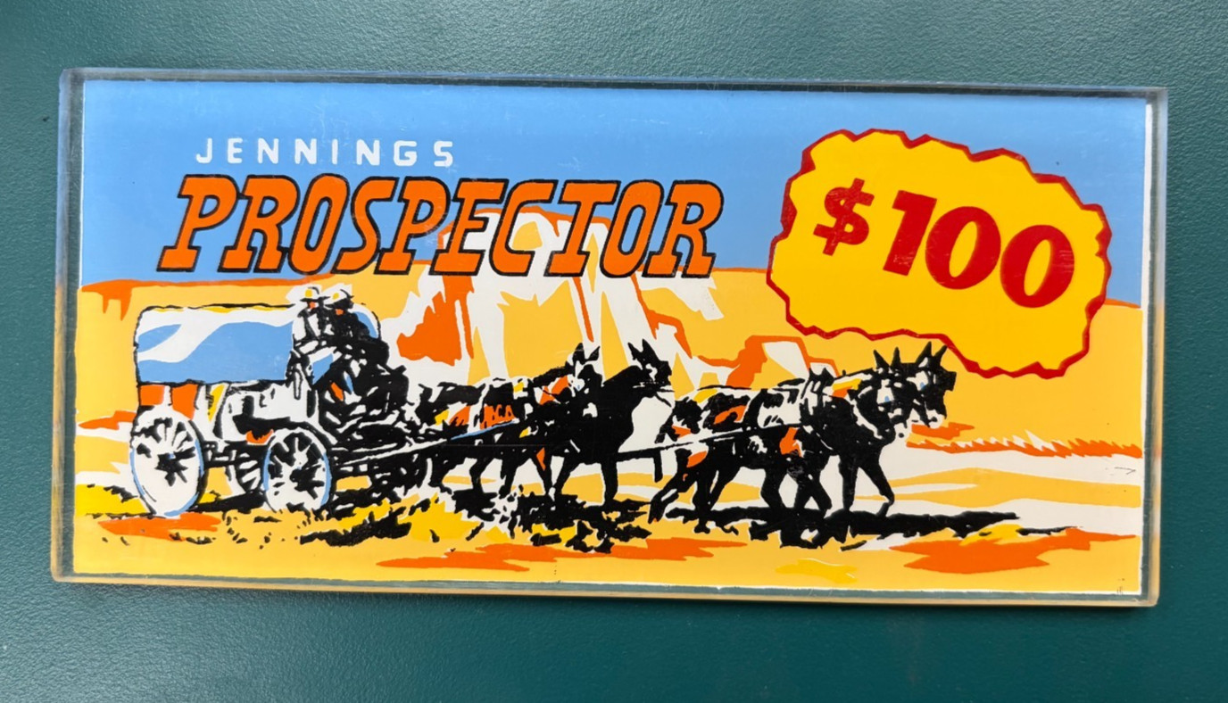 Antique Slot Machine Parts  Jennings $1.00 DOLLAR PROSPECTOR Marquee Denominator