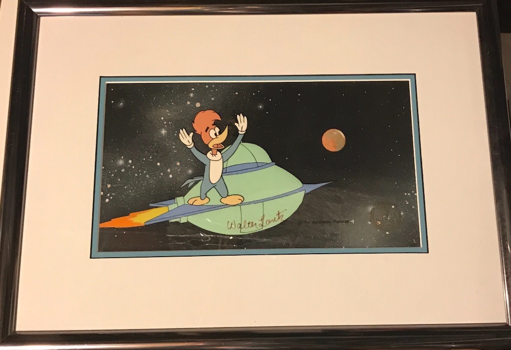 ‘Woody Goes To Mars’ Production Cel & Background Signed Walter Lantz 1972 ‘Woody Goes To Mars’ Production Cel & Background Signed Walter Lantz 1972