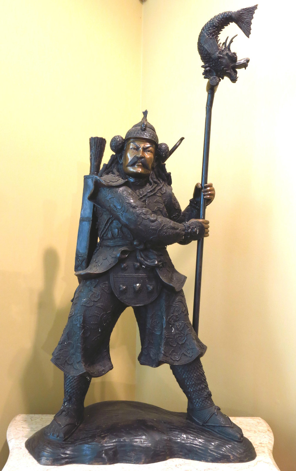 Bronze Sculpture Of Japanese Warrior In Samurai Traditional Costume. 50 Bronze Sculpture Of Japanese Warrior In Samurai Traditional Costume. 50