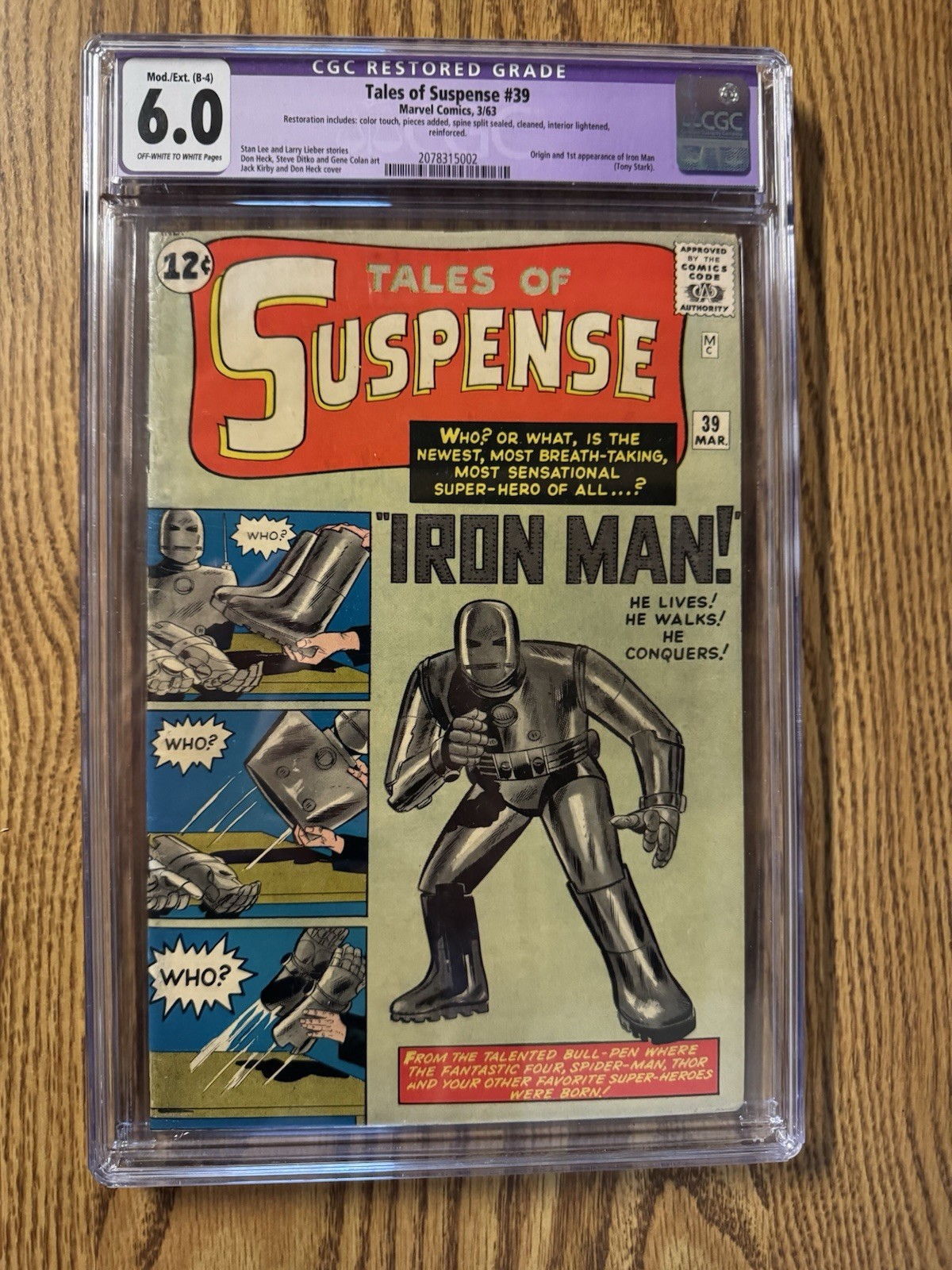 Marvel Tales of Suspense #39 CGC 6.0 Origin & 1st Appearance of Iron Man 1963 Marvel Tales of Suspense #39 CGC 6.0 Origin & 1st Appearance of Iron Man 1963