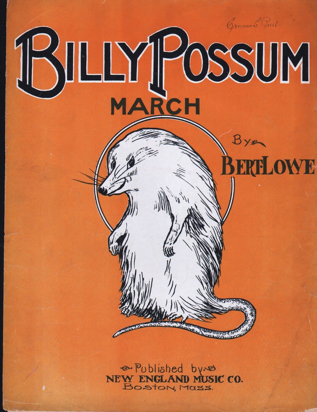 Billy Possum 1909 MARCH President Taft BILLY CHASES THE POSSUM Sheet Music Billy Possum 1909 MARCH President Taft BILLY CHASES THE POSSUM Sheet Music