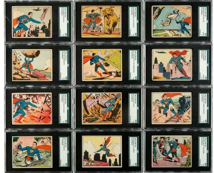 1940 Superman cards Gum Inc GRADED set 1-48 1940 Superman cards Gum Inc GRADED set 1-48
