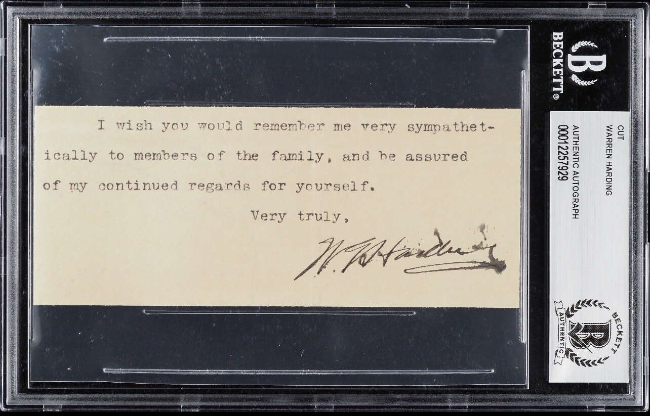 Warren G. Harding Signed Autographed Cut AUTO BAS AUTH 29th President USA Warren G. Harding Signed Autographed Cut AUTO BAS AUTH 29th President USA