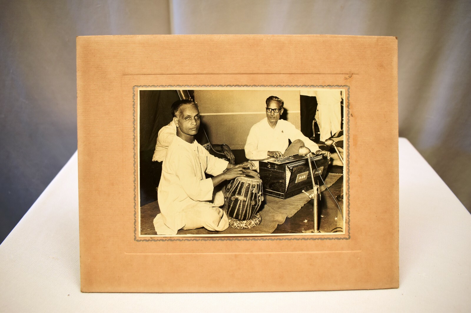Vintage Photograph Black & White Musician Depicts Tabla Player Harmonium Player\ Vintage Photograph Black & White Musician Depicts Tabla Player Harmonium Player\