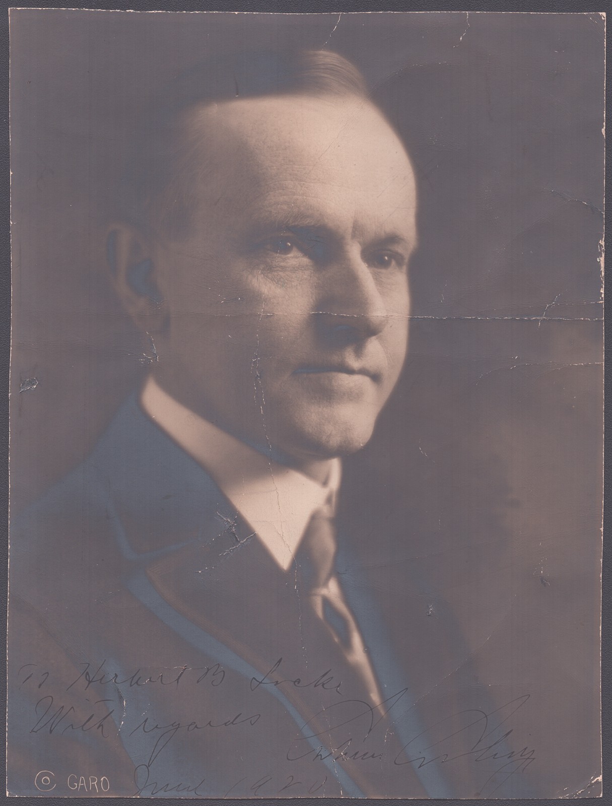 CALVIN COOLIDGE - AUTOGRAPHED INSCRIBED PHOTOGRAPH 6/1920