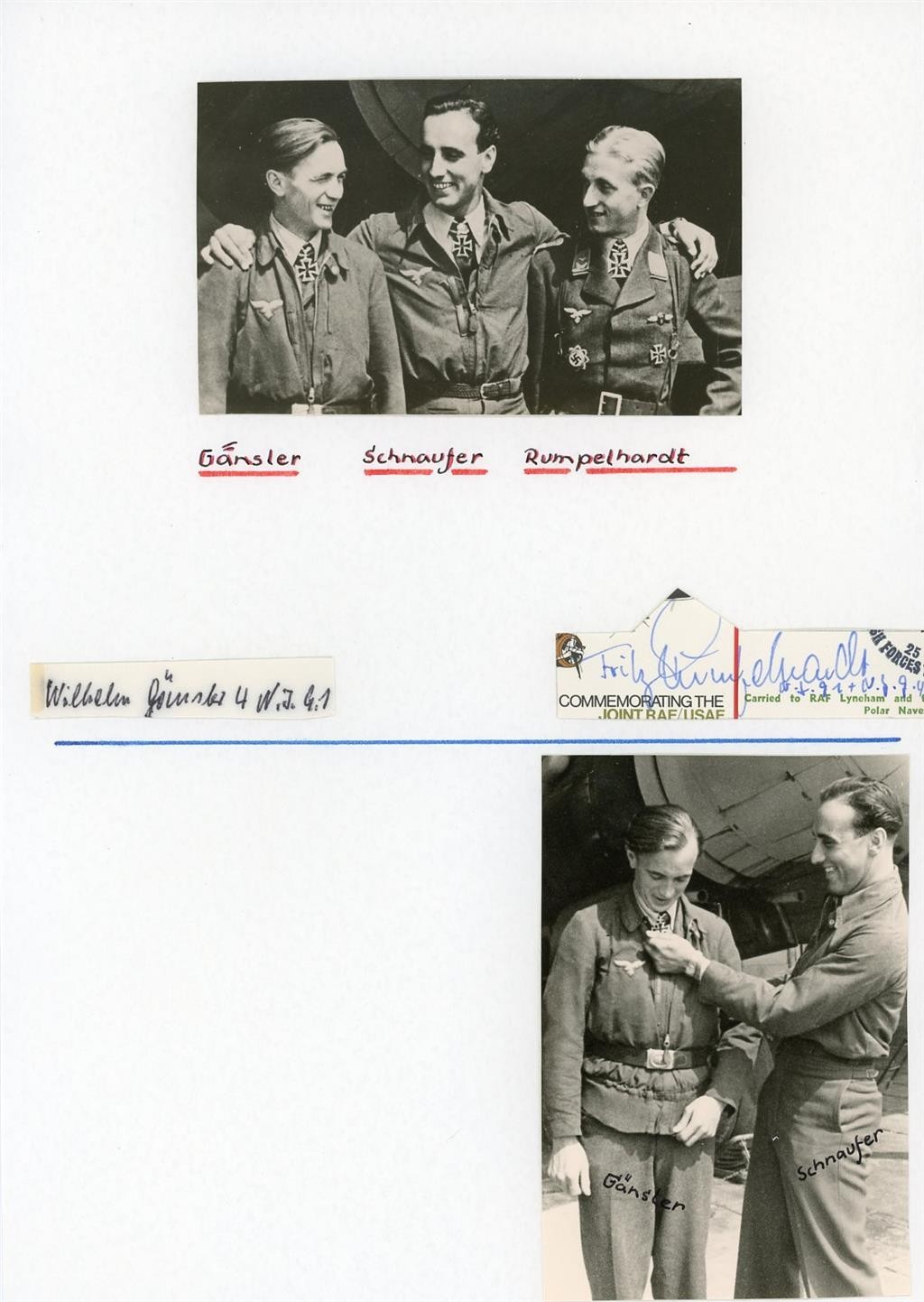 Fritz Rumpelhardt & Wilhelm Gänsler-Clipped Signatures (Night Fighter Aces/KC) Fritz Rumpelhardt & Wilhelm Gänsler-Clipped Signatures (Night Fighter Aces/KC)