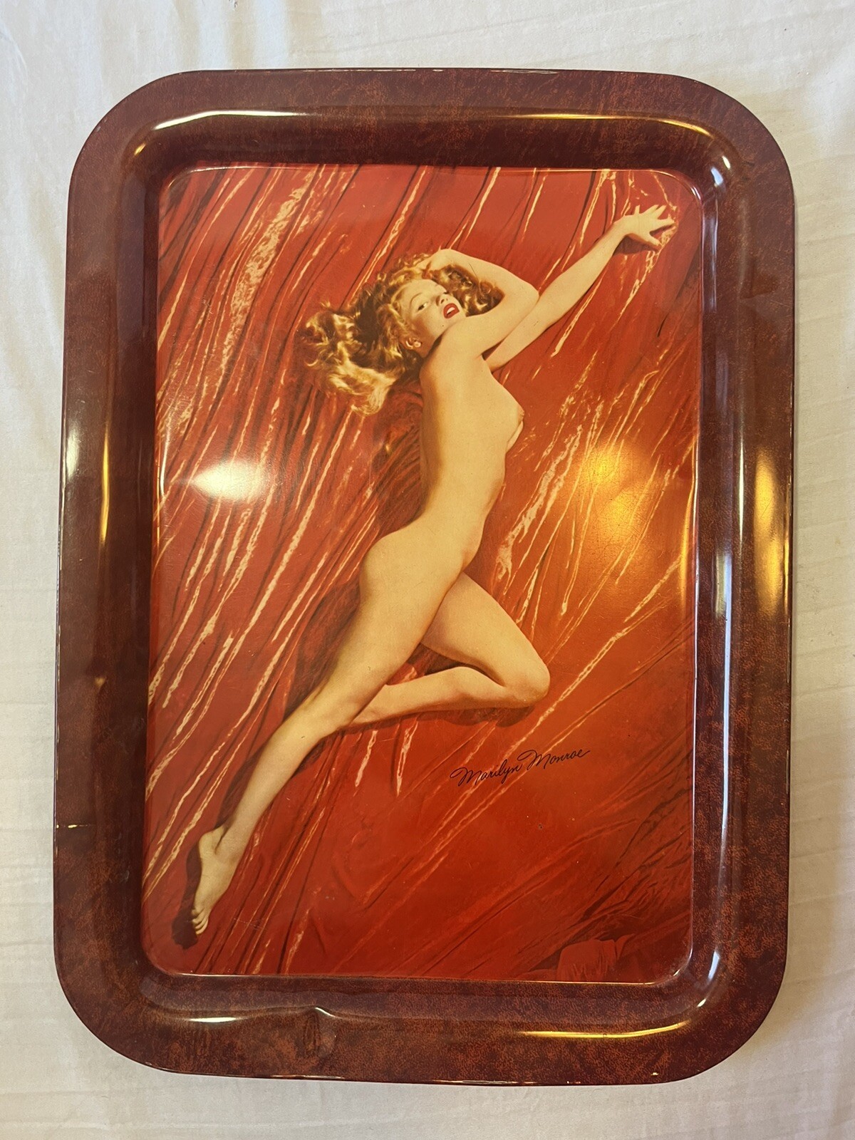 Marilyn Monroe Serving Tray. A New Wrinkle, Tom Kelly. Made in 1950s. 17x12 Marilyn Monroe Serving Tray. A New Wrinkle, Tom Kelly. Made in 1950s. 17x12