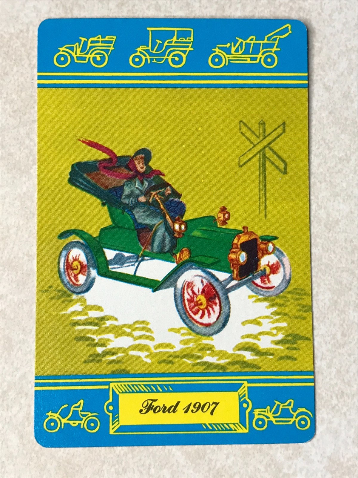 PC1645 Single Swap Card 1907 Ford Car Color Drawing, Queen Spades